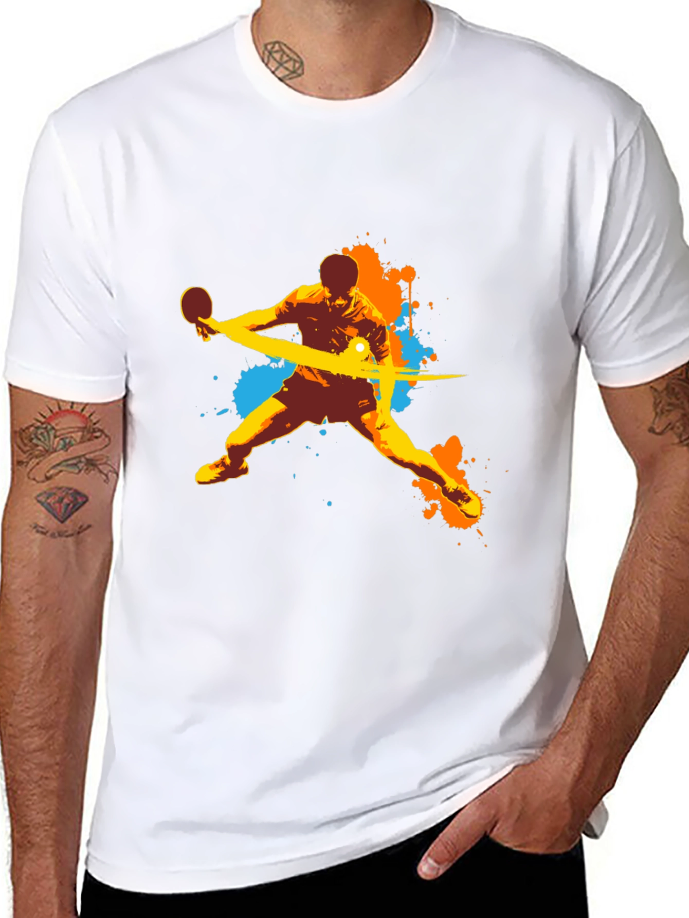 Cool Table Tennis Graphic Black T-Shirt
