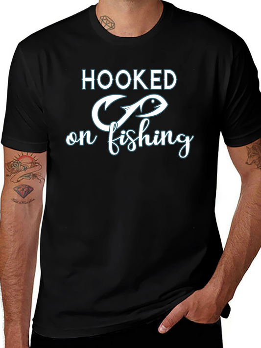 Hooked On Fishing Graphic T-Shirt - Fisherman Tee