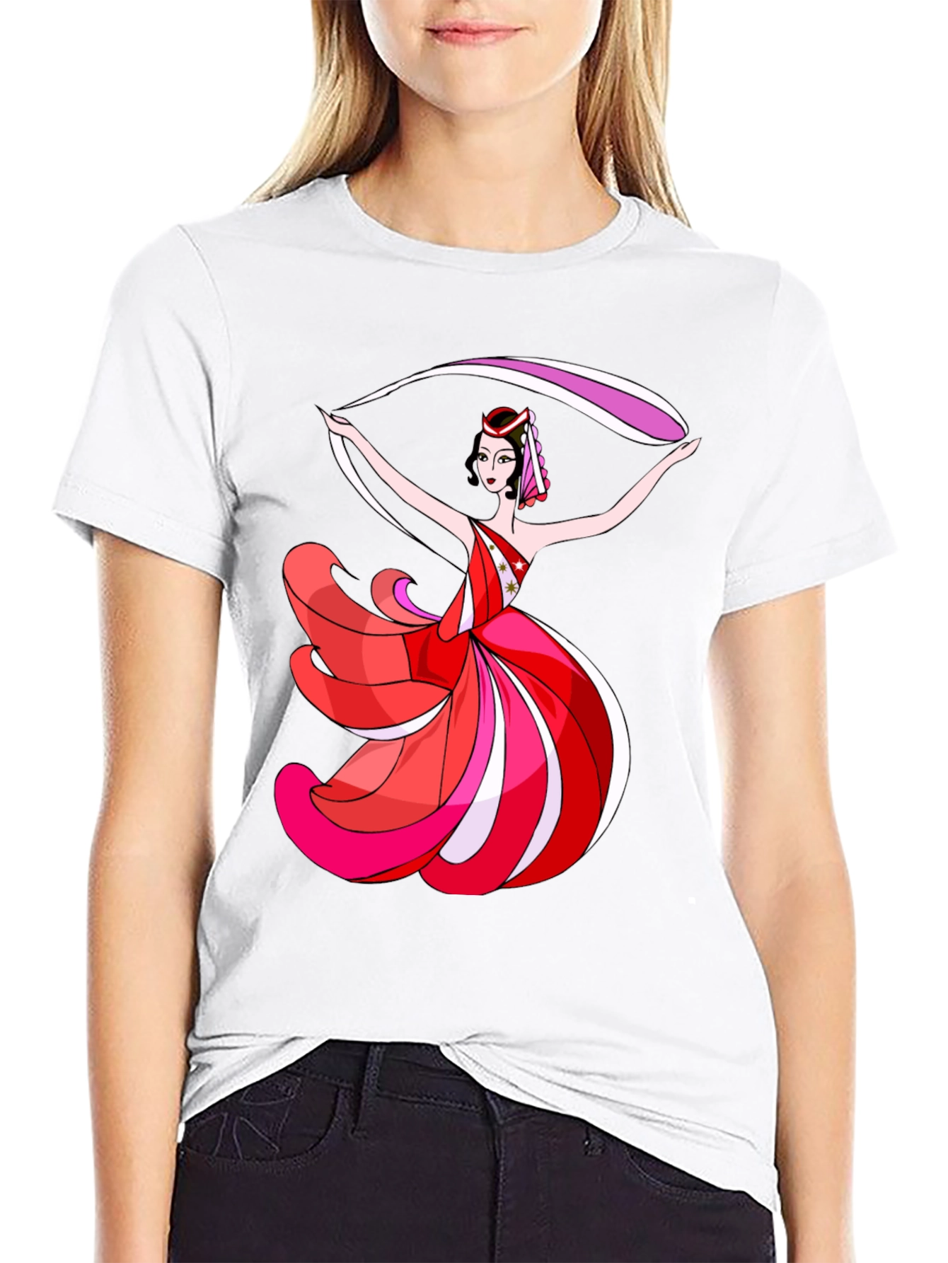 Dancing Woman Graphic Black T-Shirt