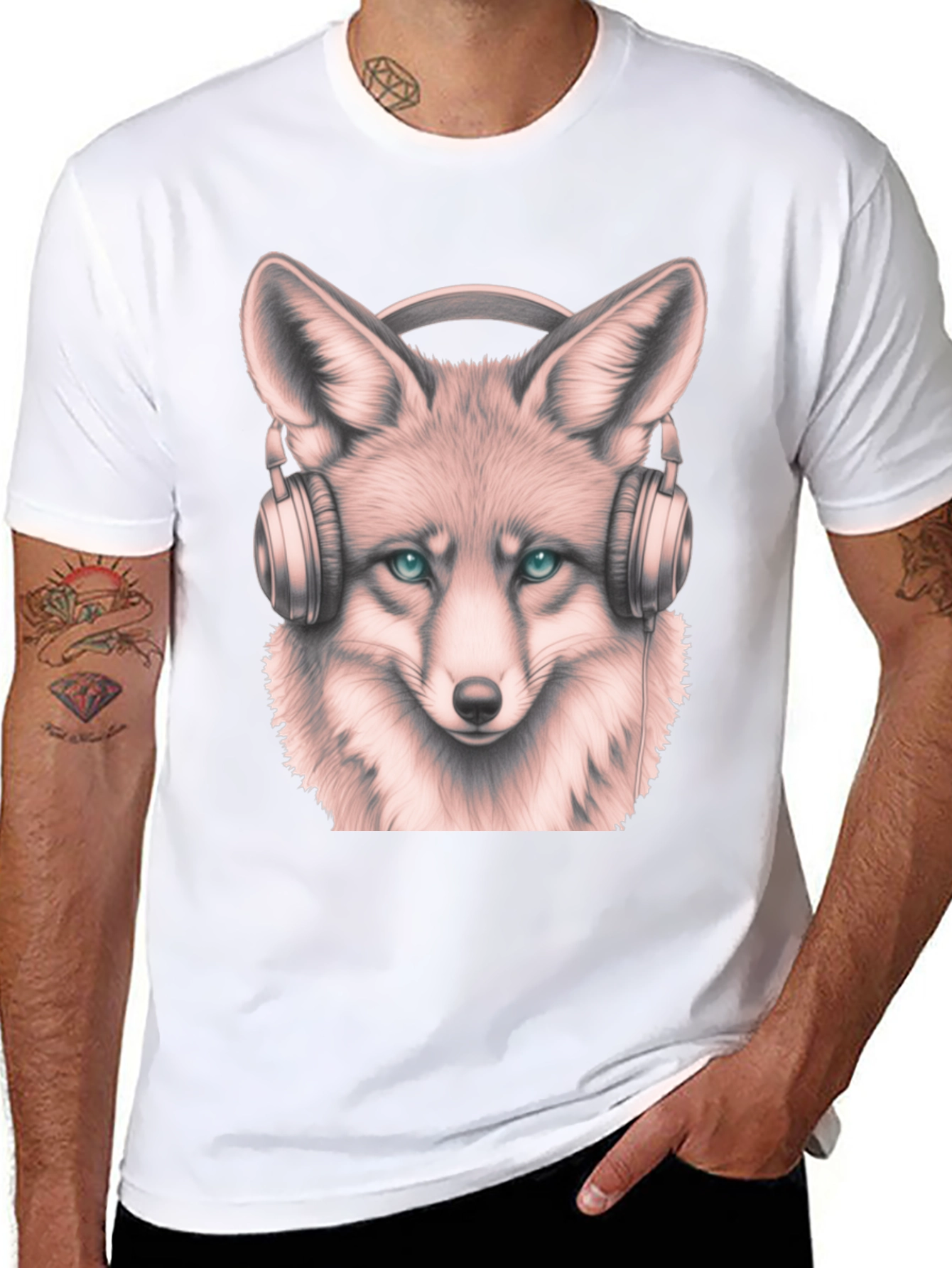 Fox with Headphones Graphic Tee