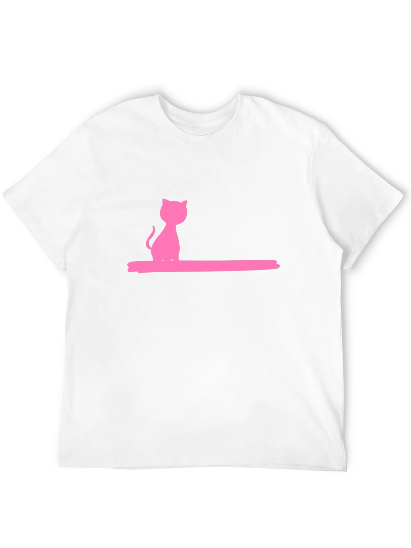 Pink Cat Graphic Black T-Shirt