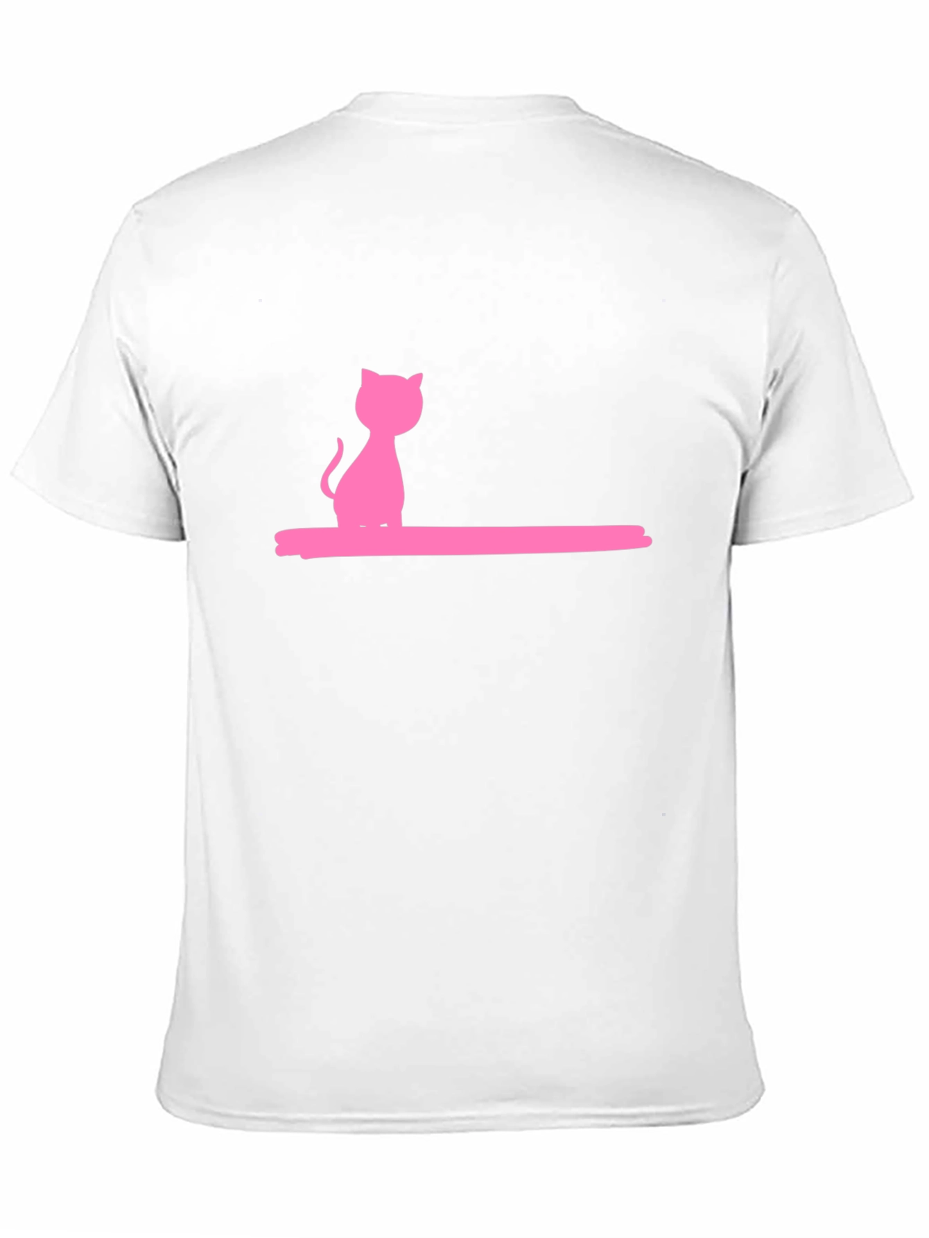 Pink Cat Graphic Black T-Shirt