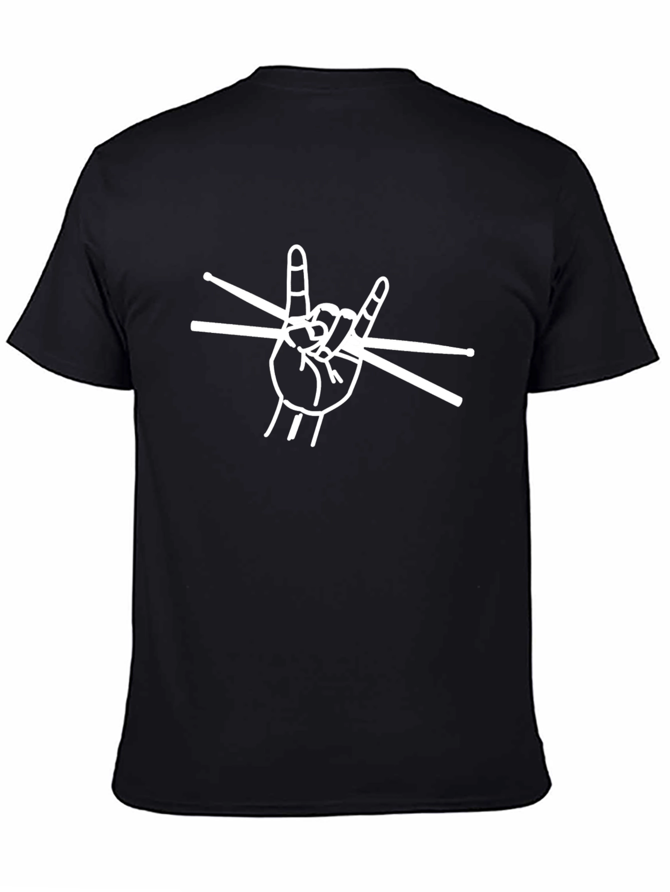 Rock On Drummer T-Shirt - Black Cotton Tee