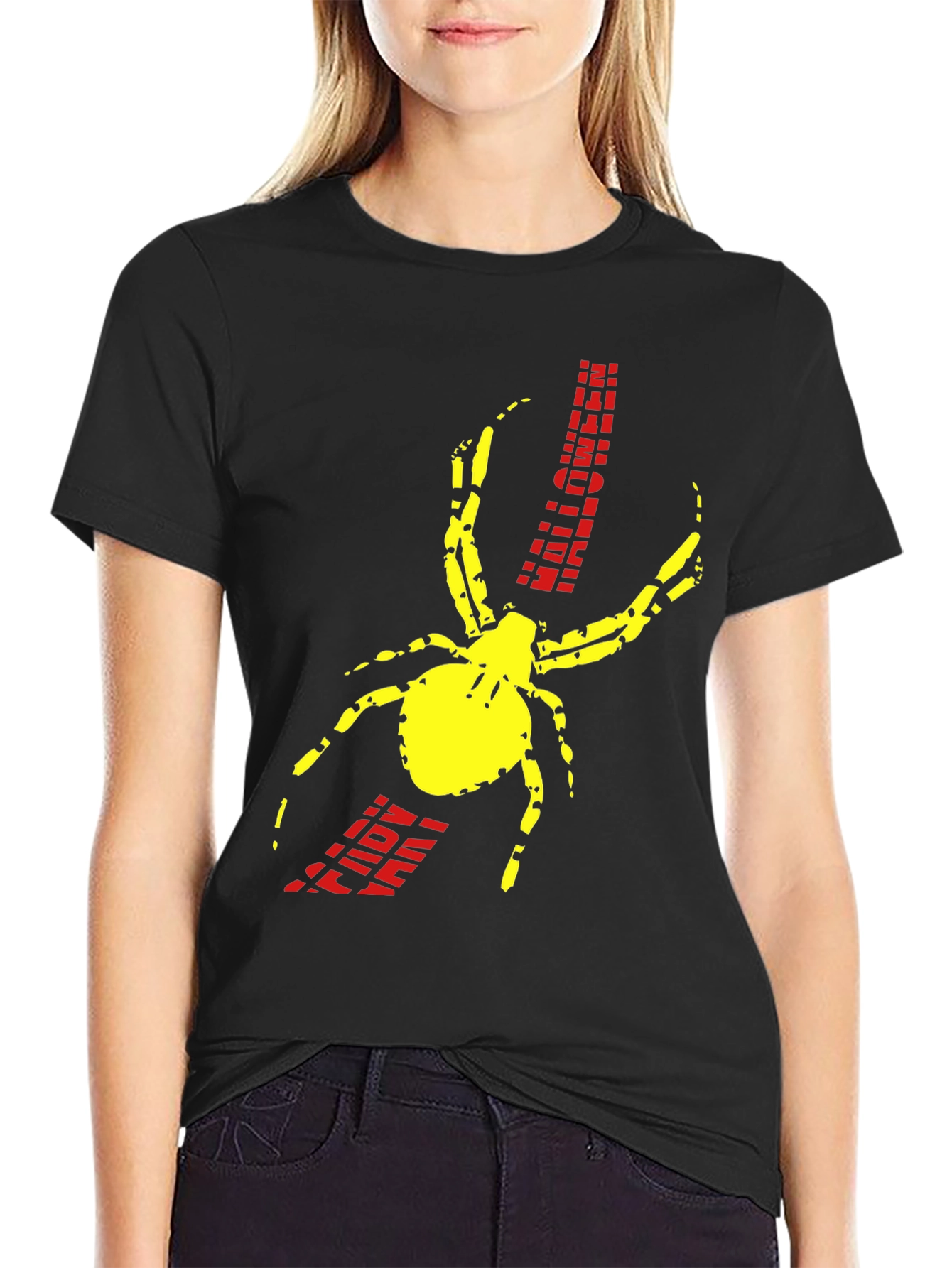 Spider Graphic Print Black T-Shirt