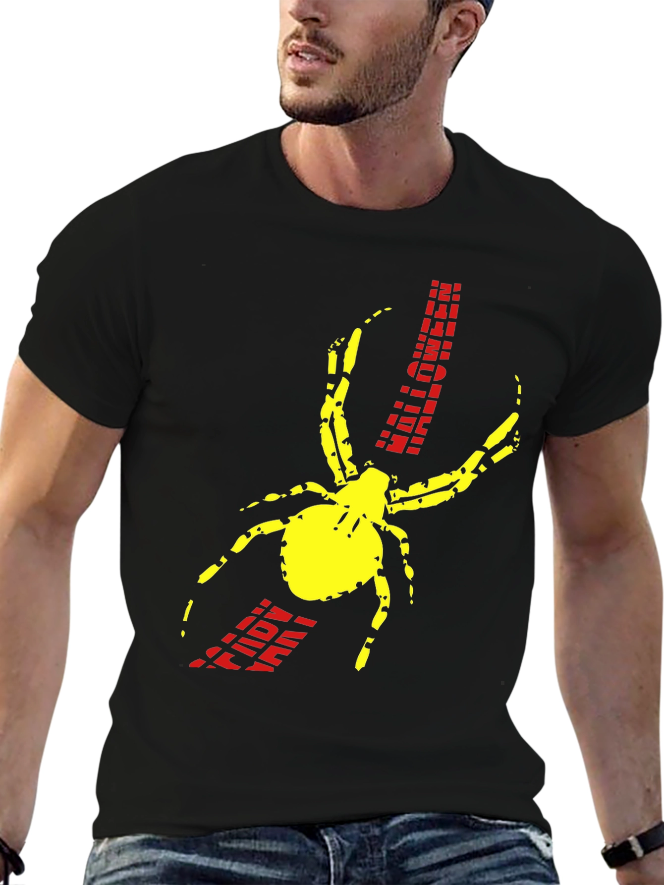 Spider Graphic Print Black T-Shirt