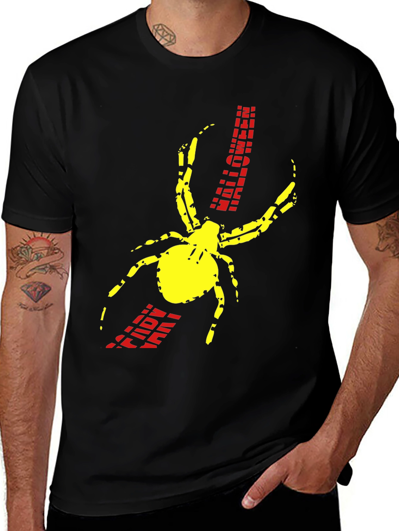 Spider Graphic Print Black T-Shirt