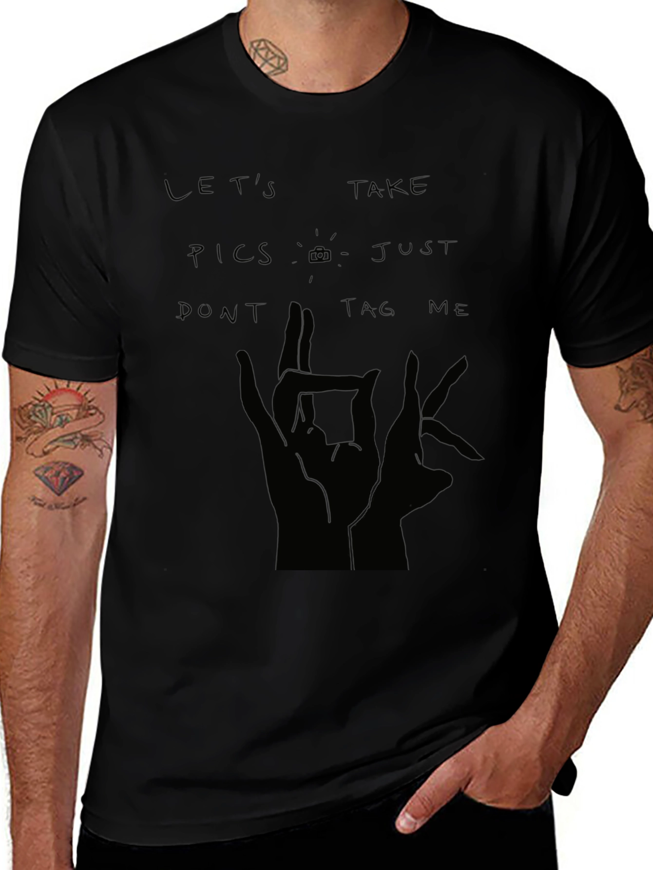 Lets Take Pics Black Graphic Tee