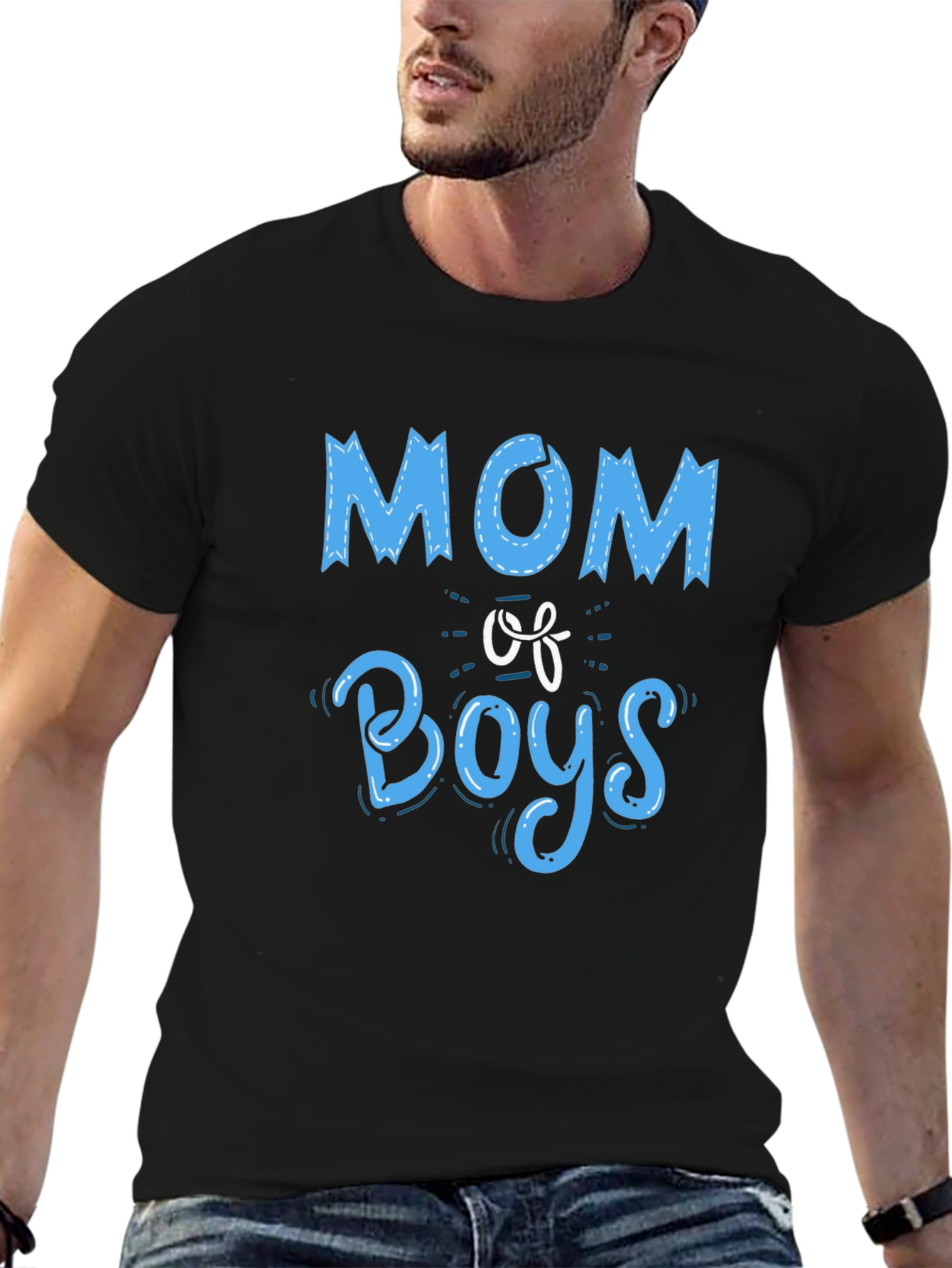 Mom of Boys Graphic Tee - Black Crewneck