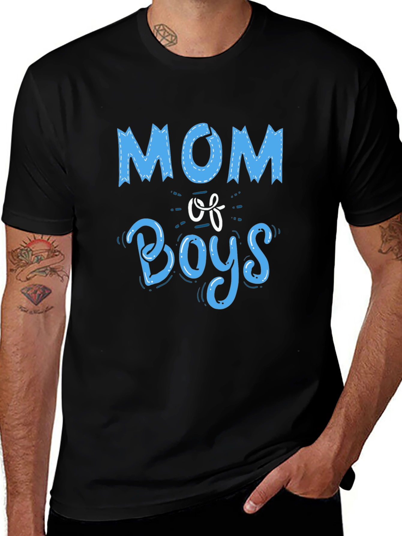 Mom of Boys Graphic Tee - Black Crewneck