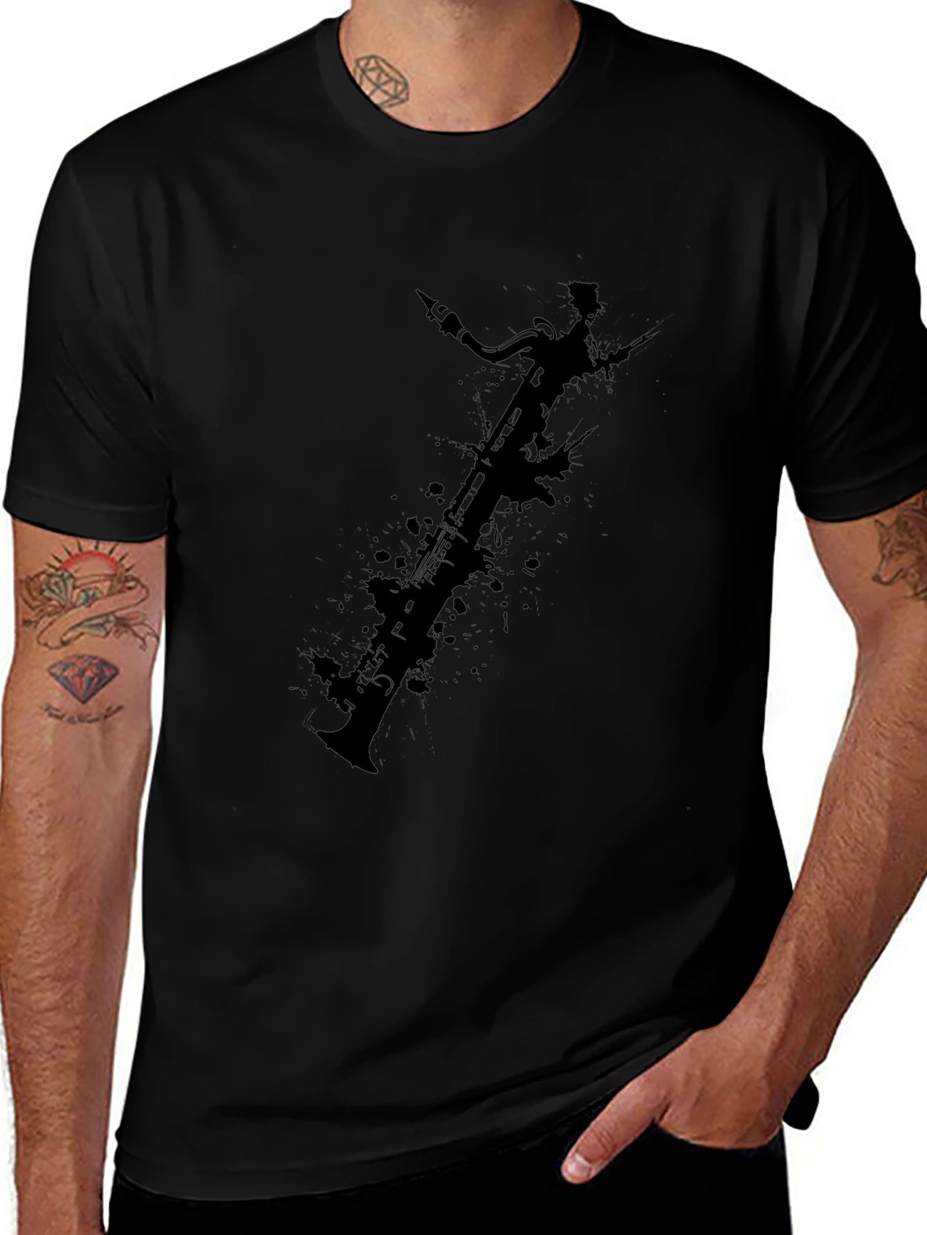 Bassoon Silhouette Black T-Shirt - Music Lover Tee