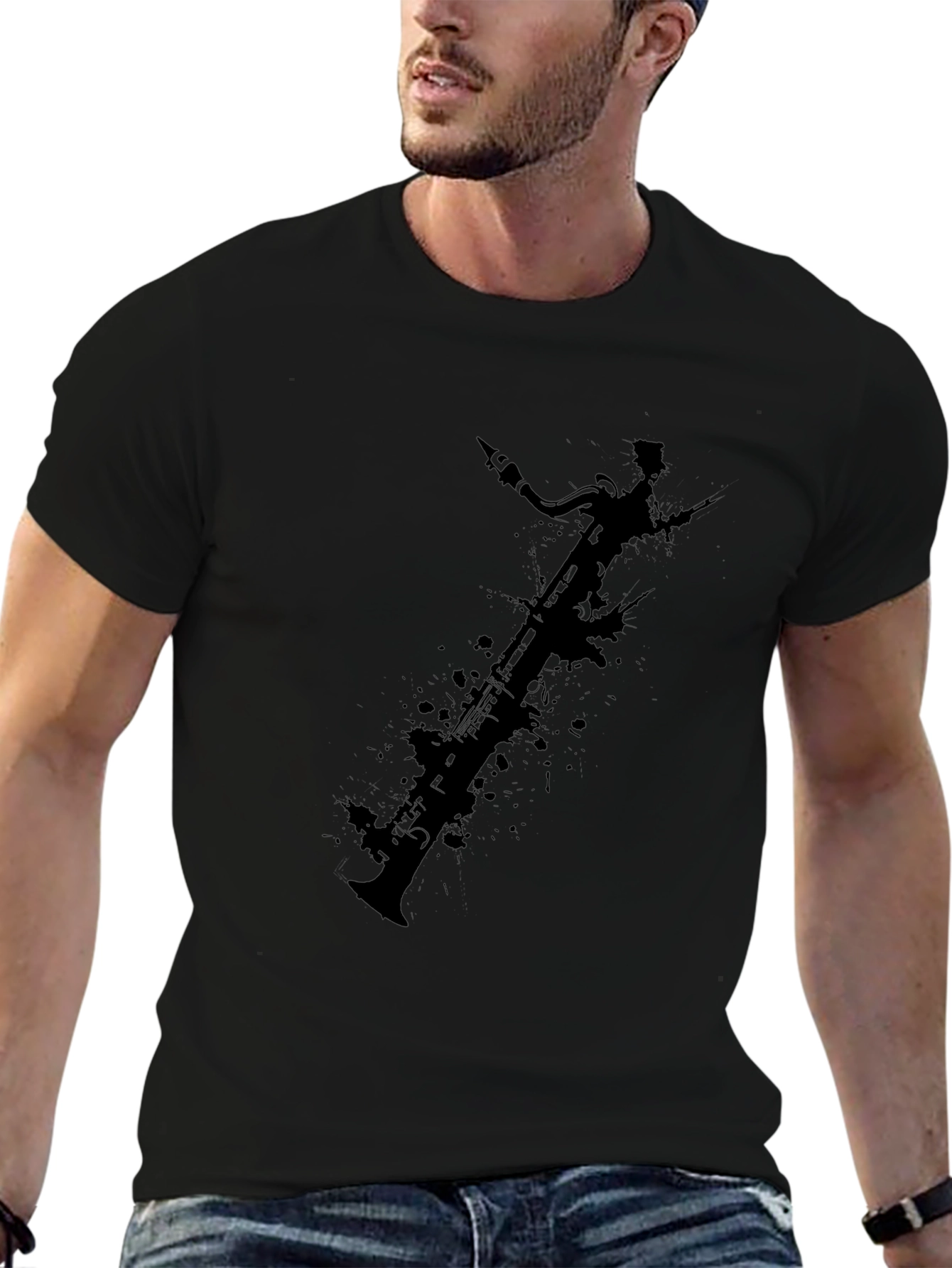 Bassoon Silhouette Black T-Shirt - Music Lover Tee