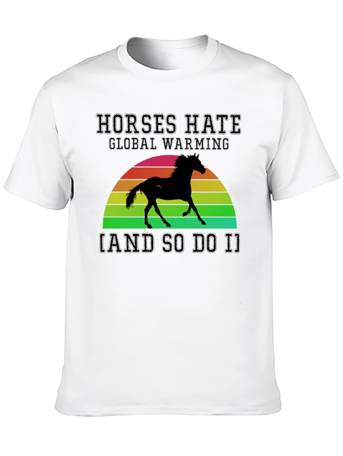 Horses Hate Global Warming Black Graphic Tee