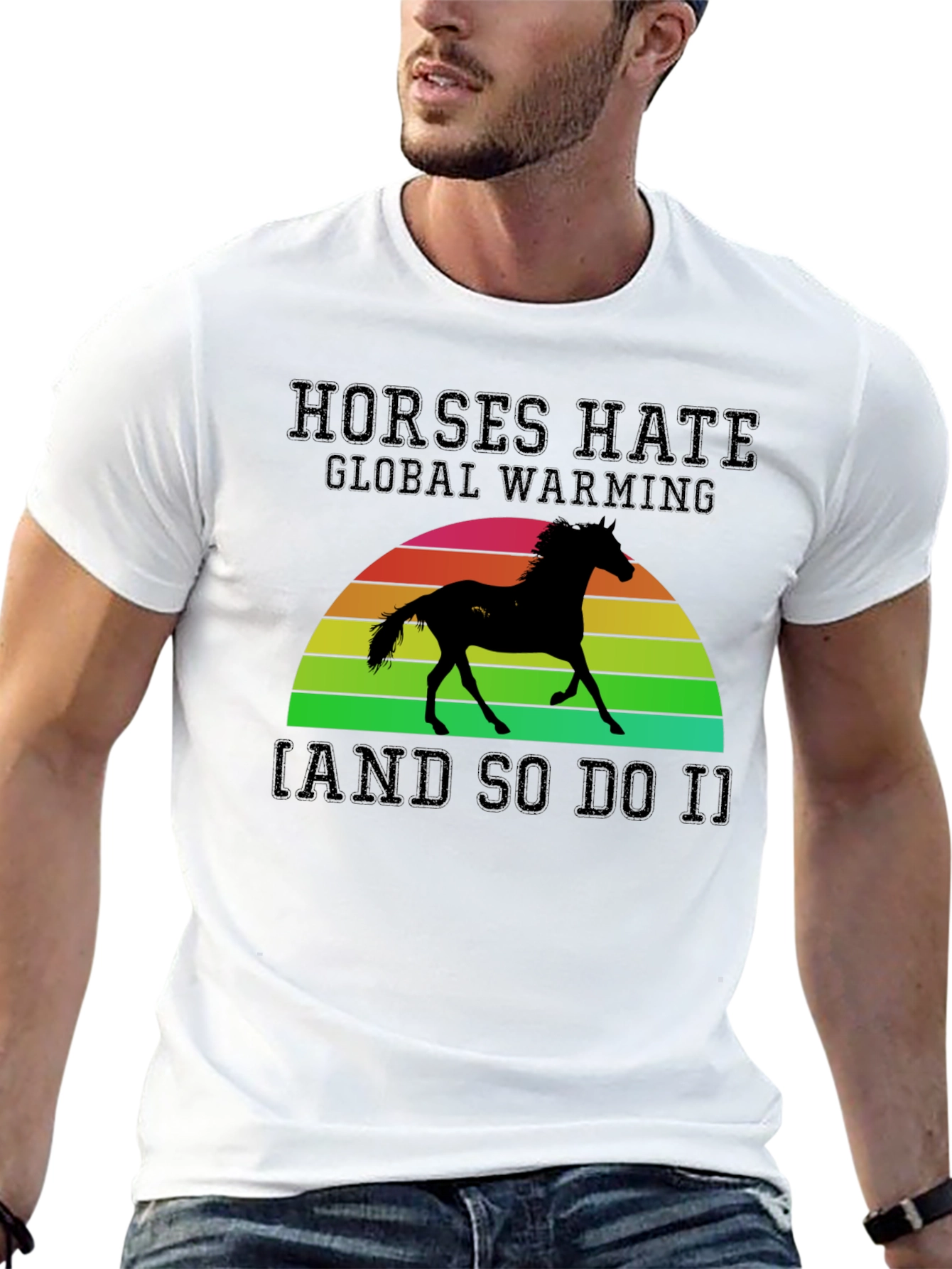Horses Hate Global Warming Black Graphic Tee