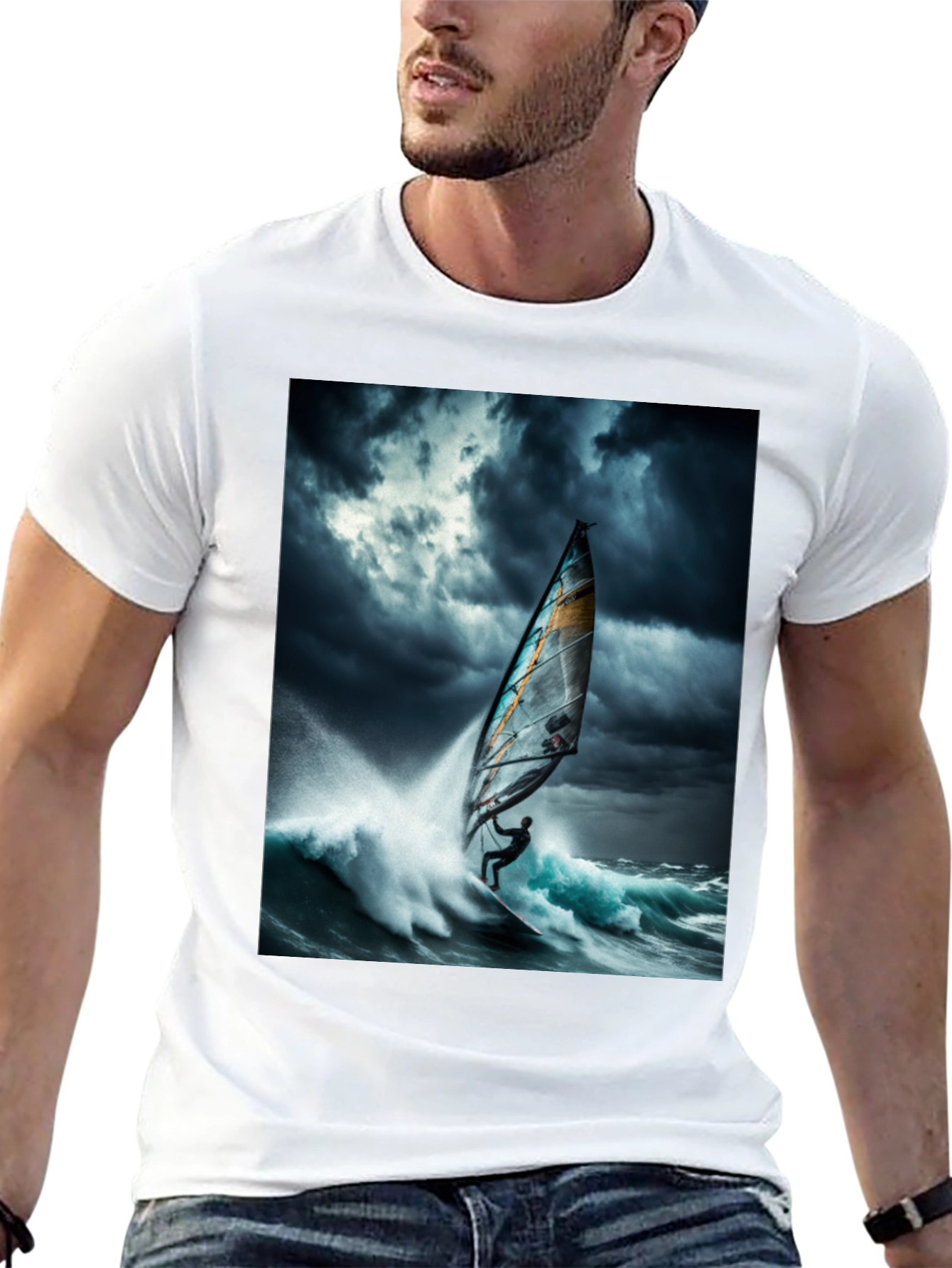 Windsurfing Waves T-Shirt - Black