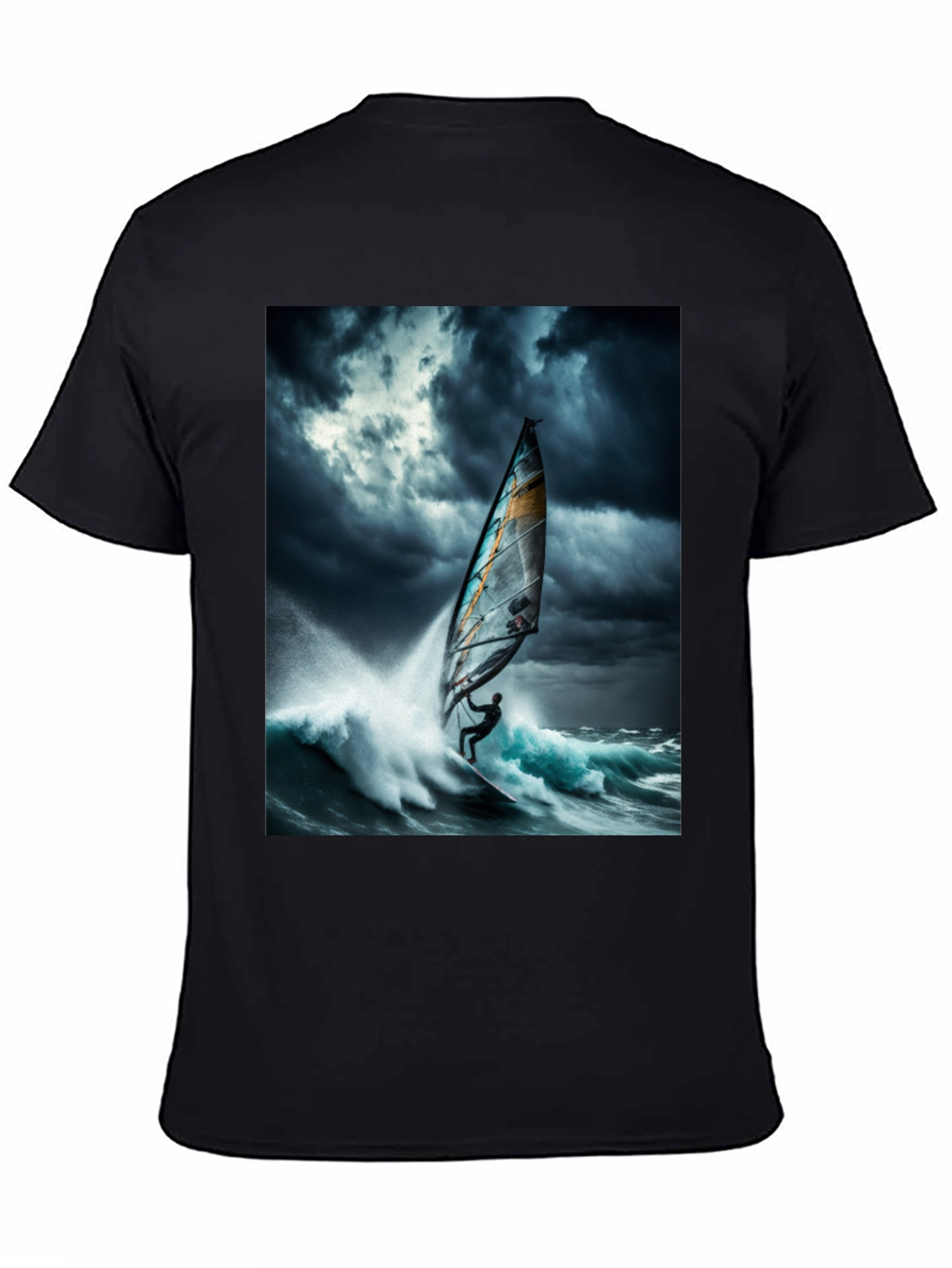 Windsurfing Waves T-Shirt - Black