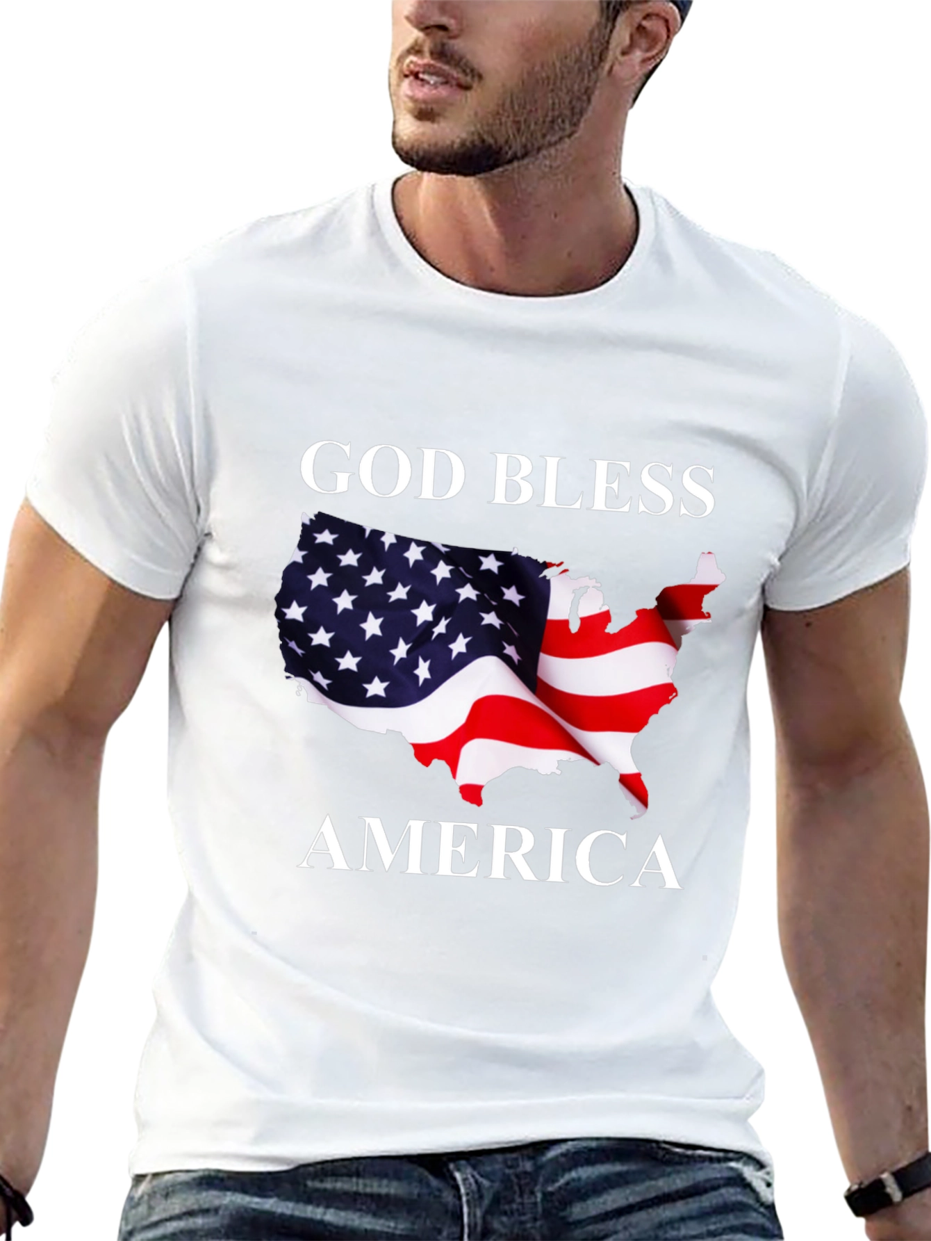 God Bless America Patriotic Graphic T-Shirt