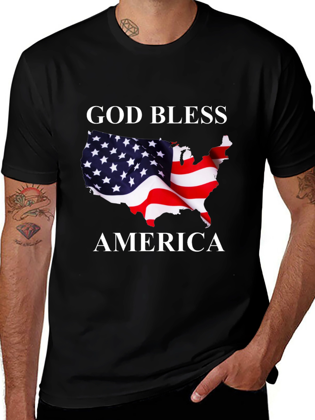 God Bless America Patriotic Graphic T-Shirt