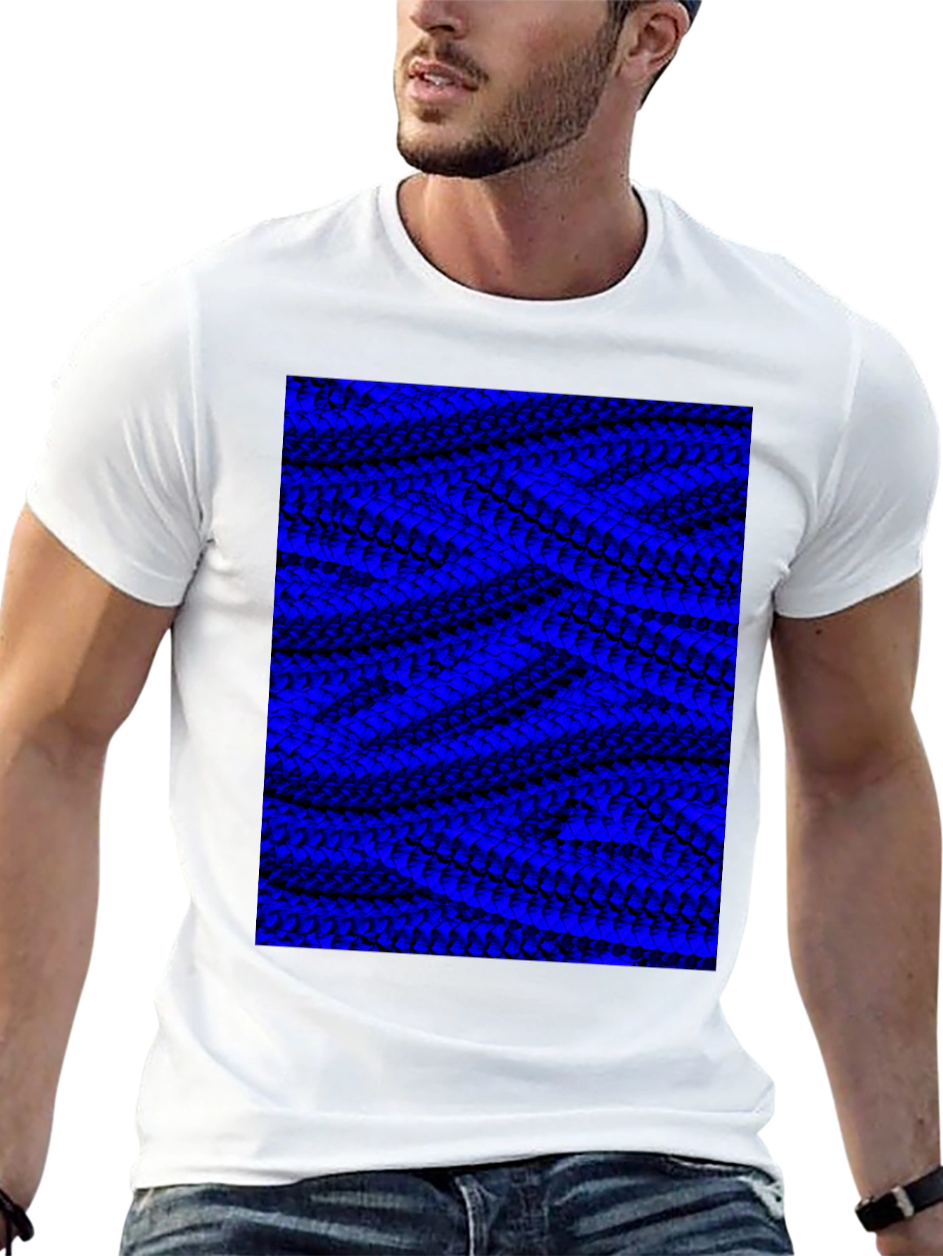 Abstract Blue Pattern Graphic Tee
