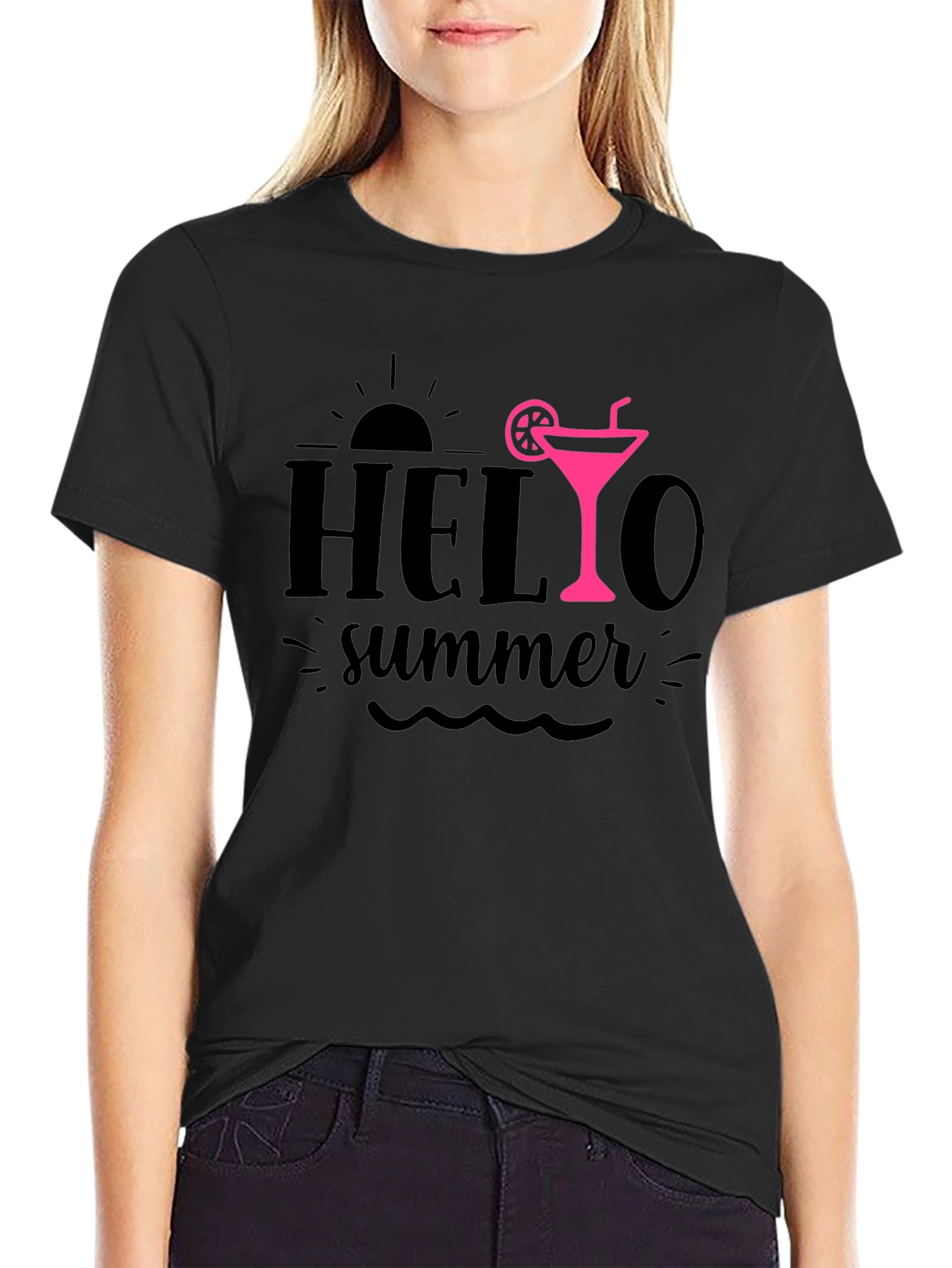 Hello Summer Black T-Shirt