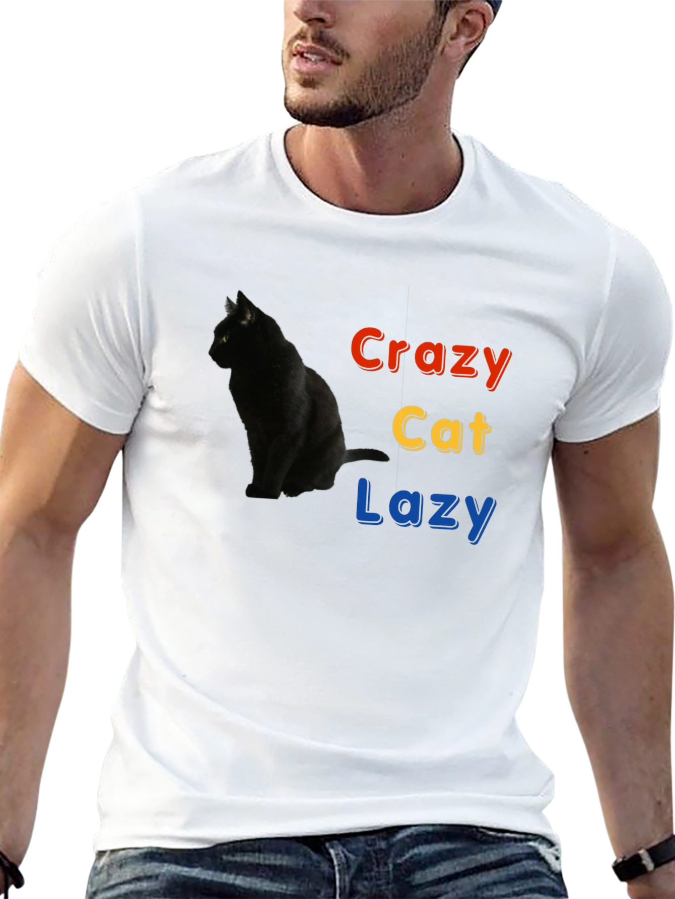 Crazy Cat Lazy Black T-Shirt