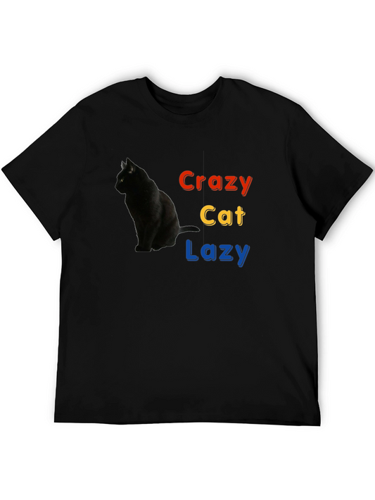 Crazy Cat Lazy Black T-Shirt