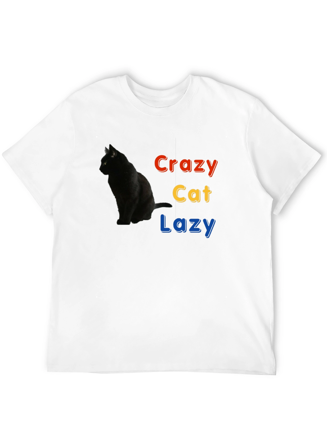 Crazy Cat Lazy Black T-Shirt