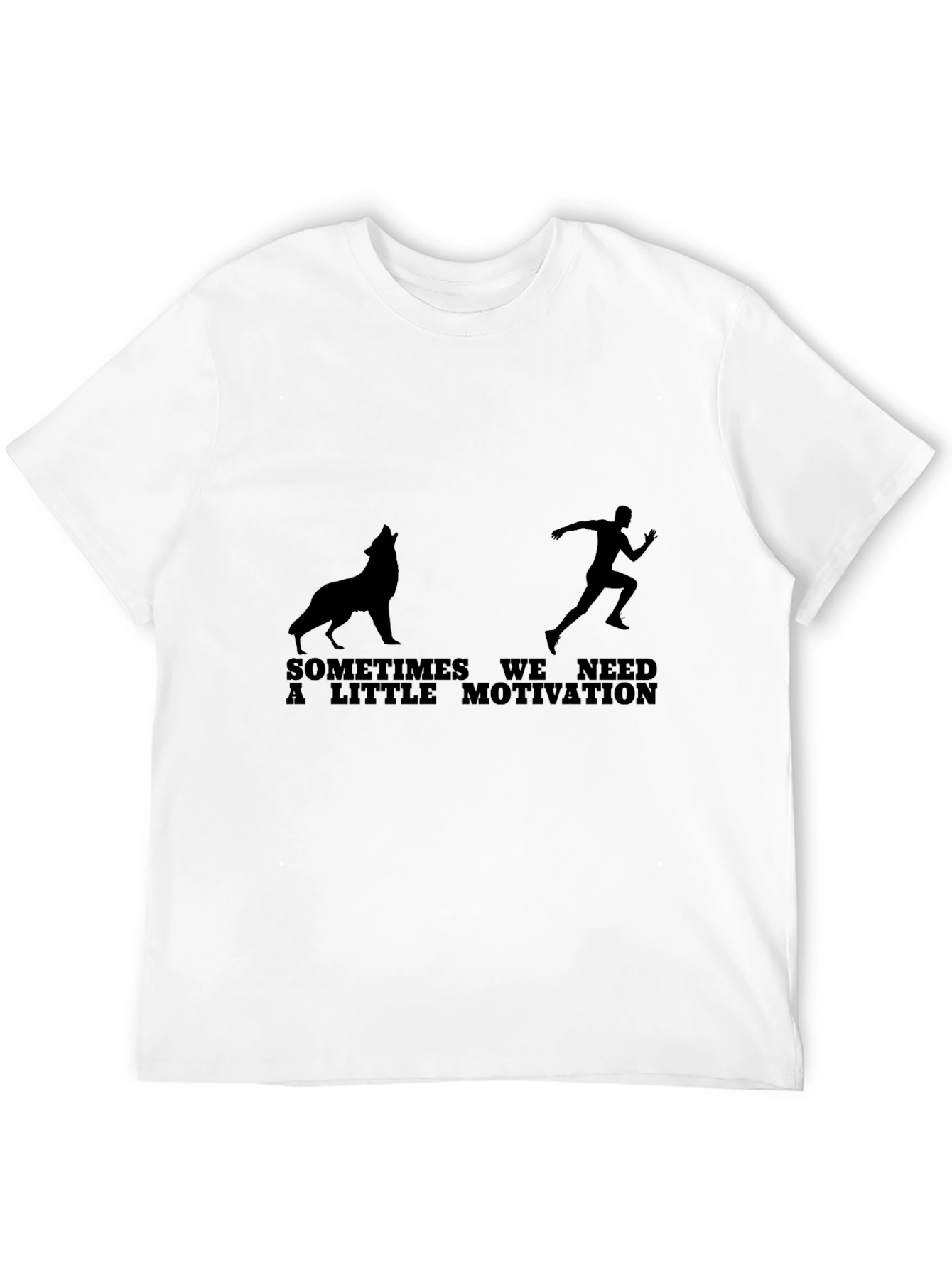 Motivation Graphic Tee - Wolf & Runner Black T-Shirt