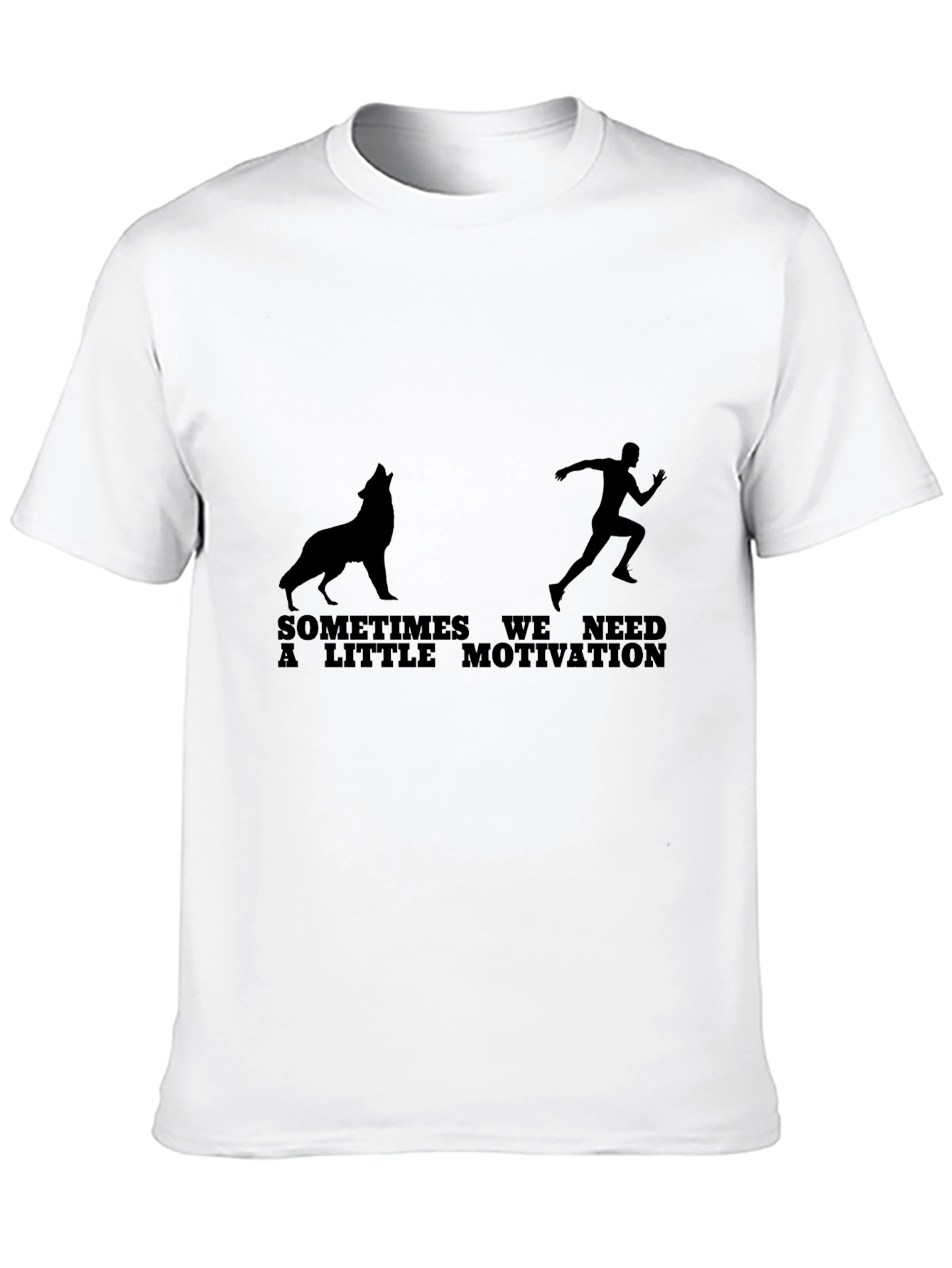 Motivation Graphic Tee - Wolf & Runner Black T-Shirt