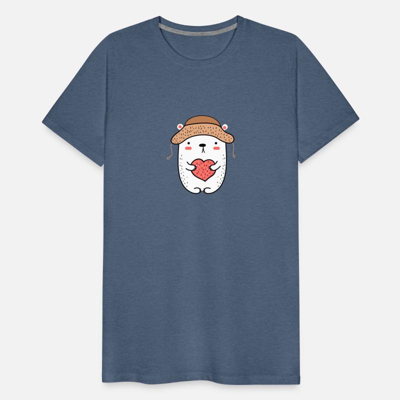 A bear carrying red heart