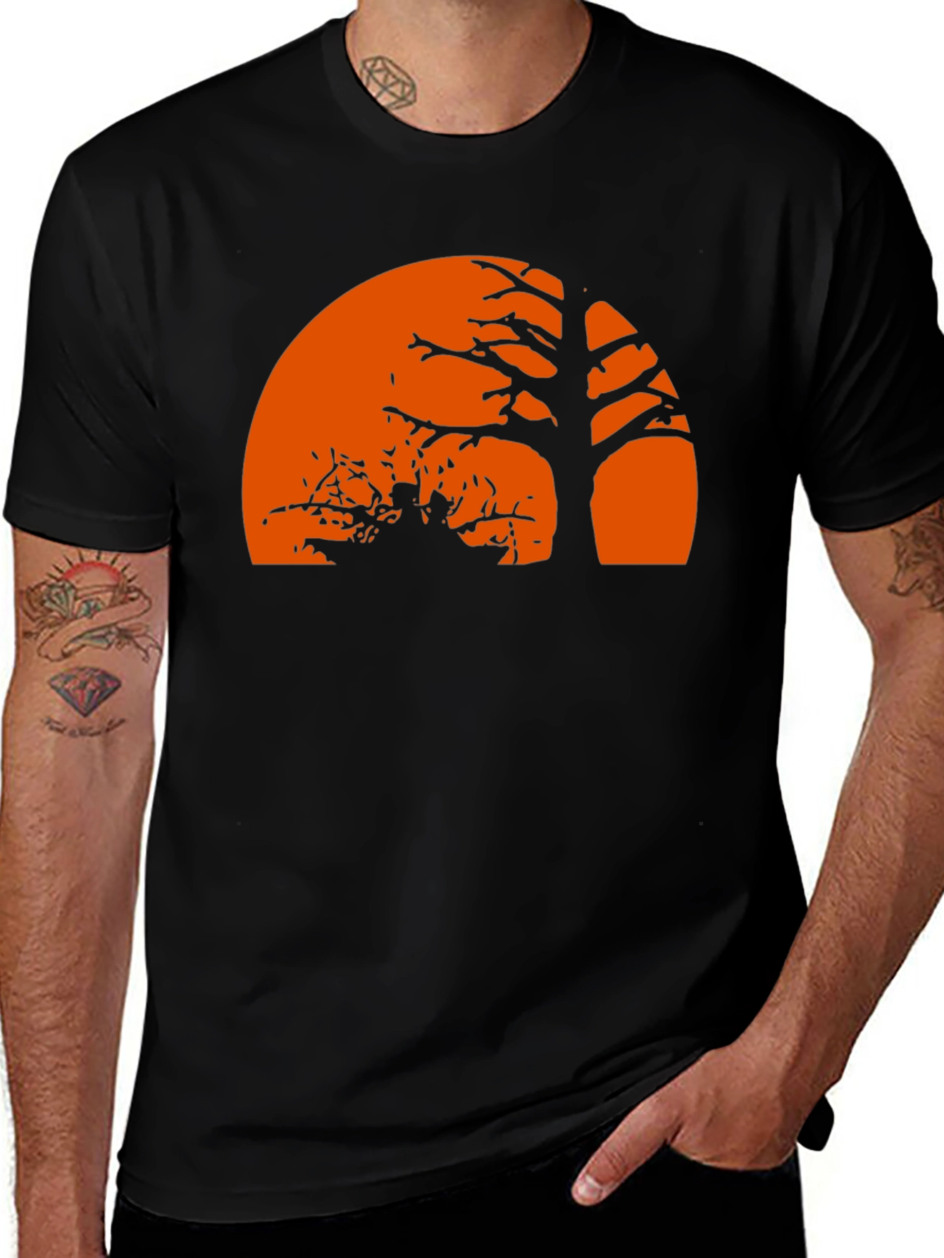 Spooky Halloween Tree Silhouette T-Shirt