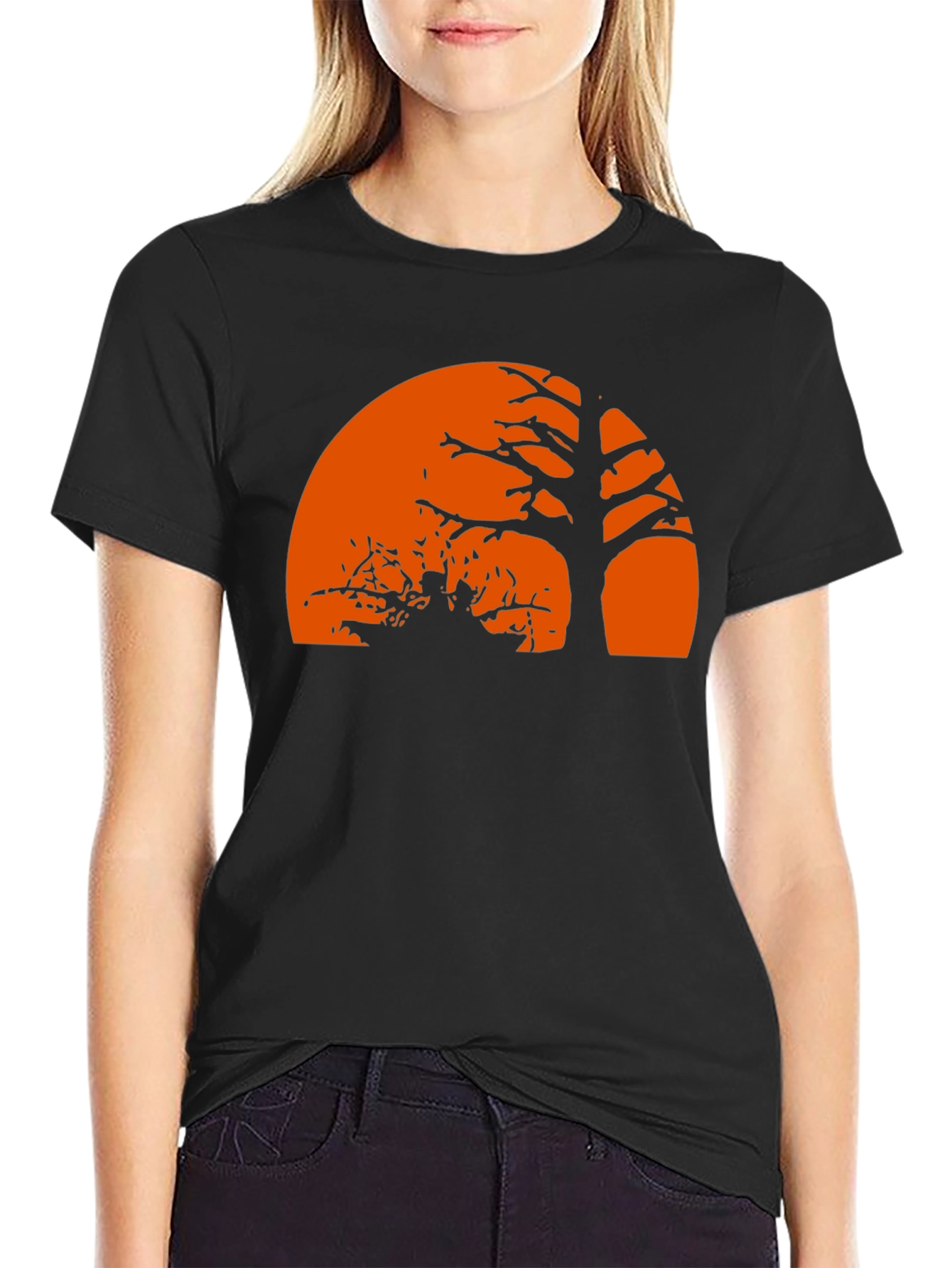 Spooky Halloween Tree Silhouette T-Shirt