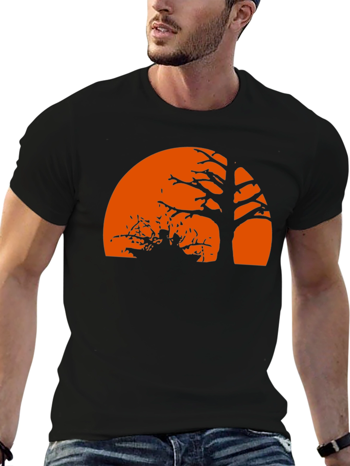 Spooky Halloween Tree Silhouette T-Shirt