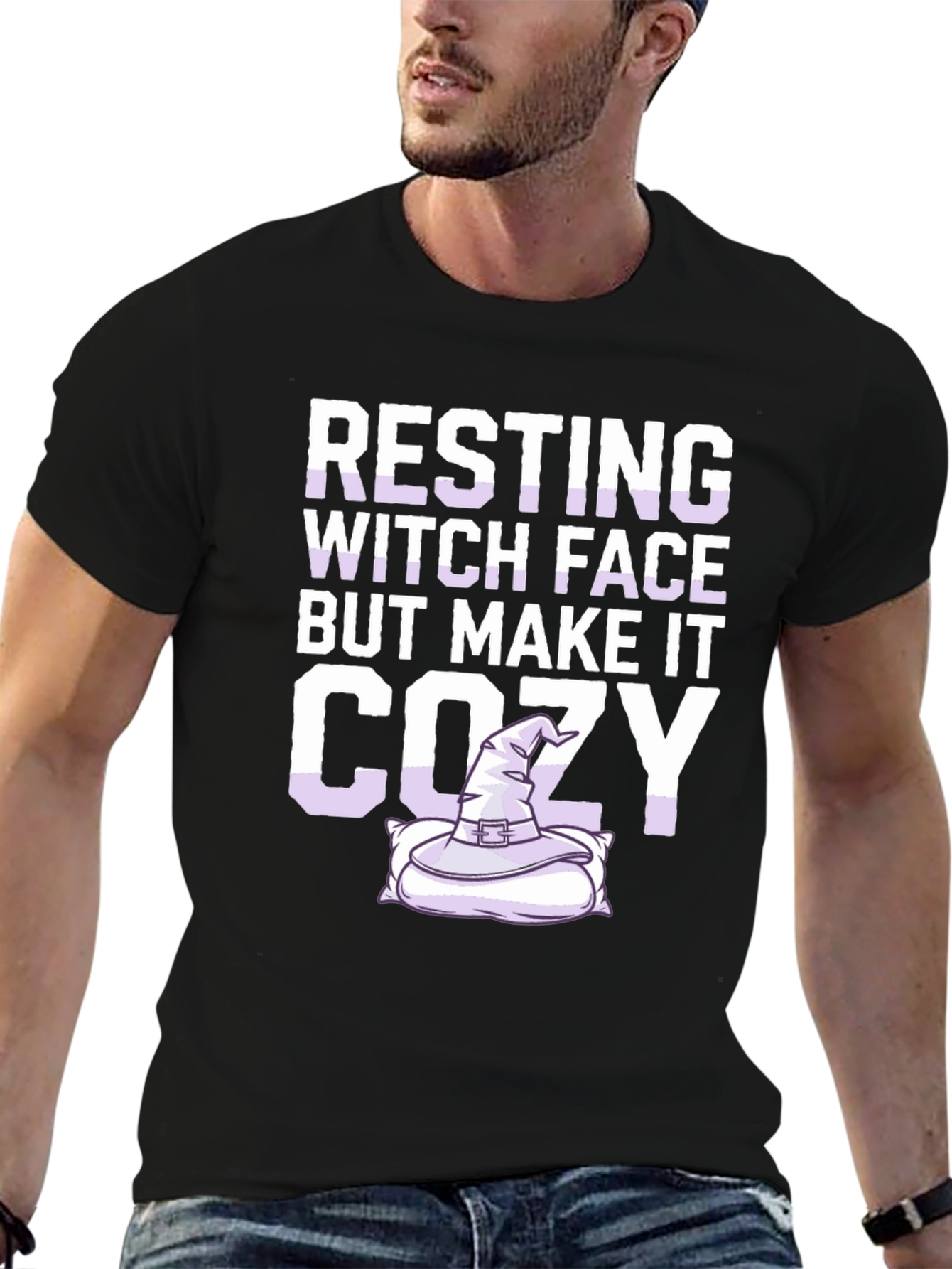 Resting Witch Face Cozy T-Shirt - Halloween Apparel