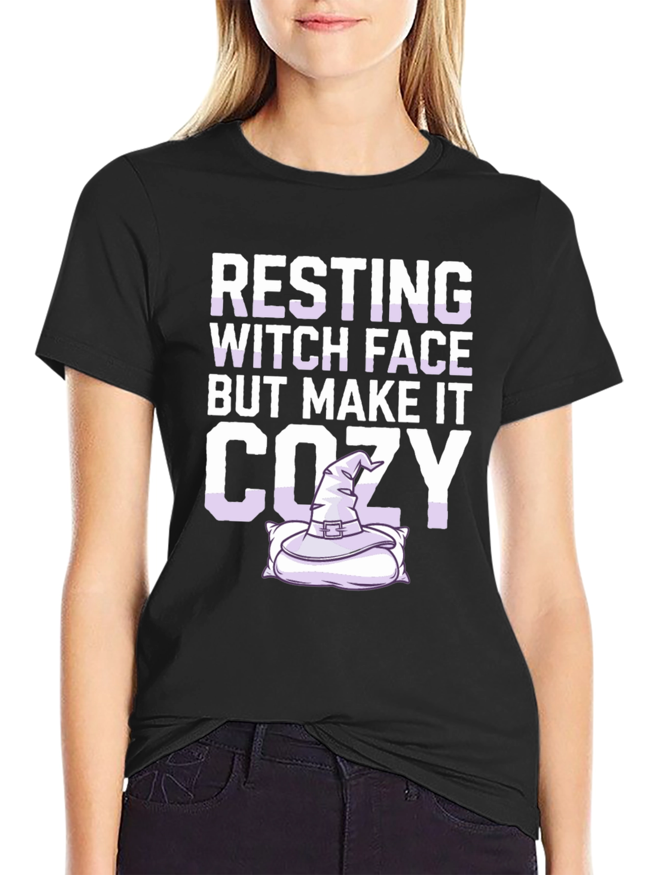 Resting Witch Face Cozy T-Shirt - Halloween Apparel