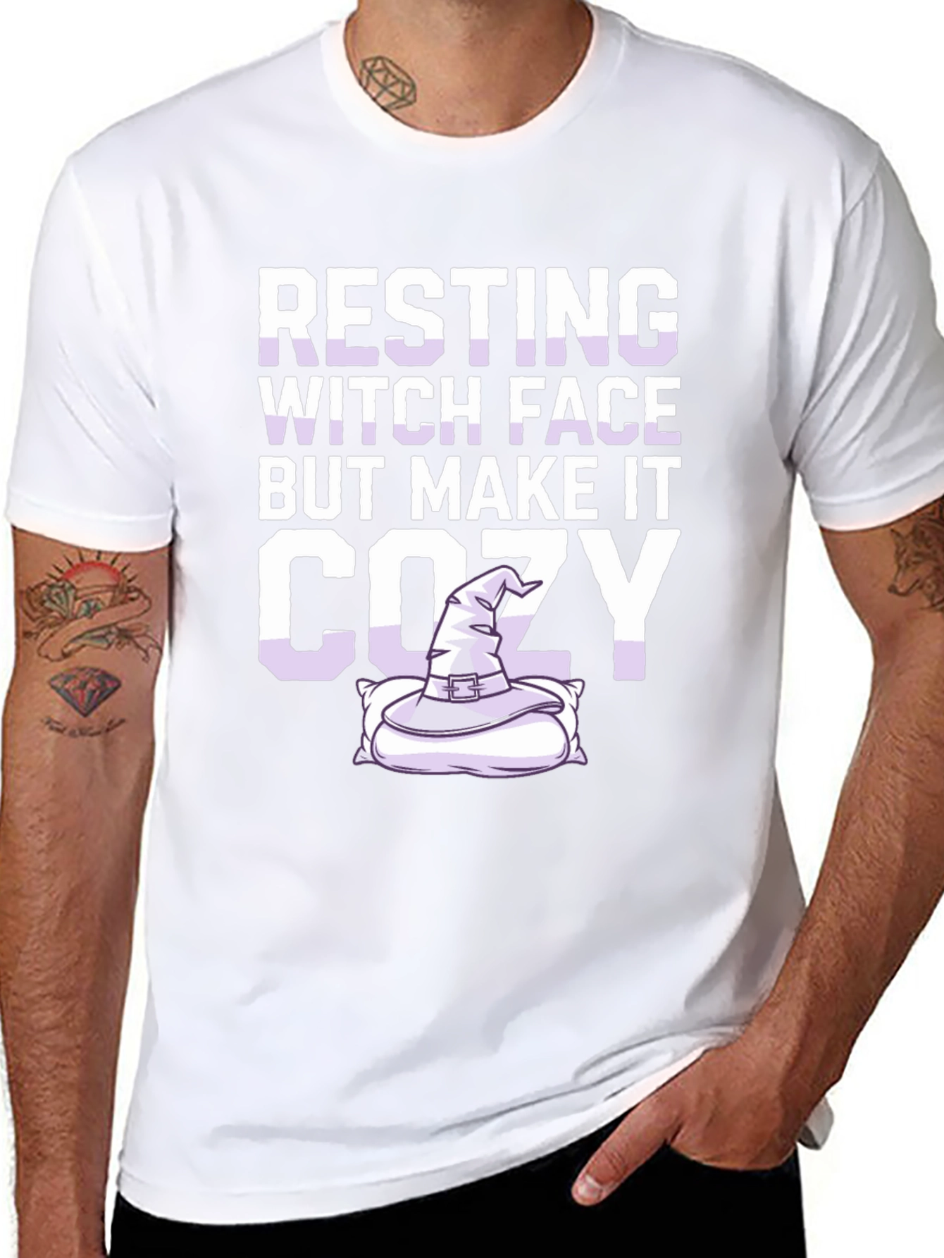 Resting Witch Face Cozy T-Shirt - Halloween Apparel
