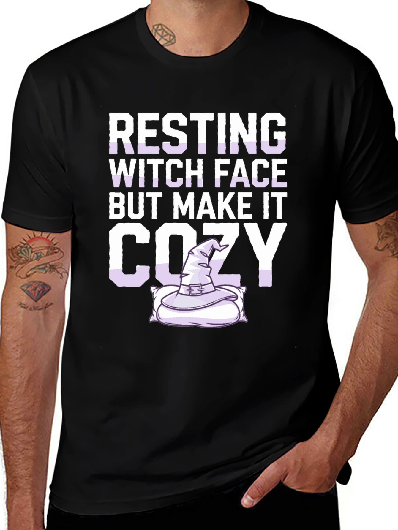 Resting Witch Face Cozy T-Shirt - Halloween Apparel