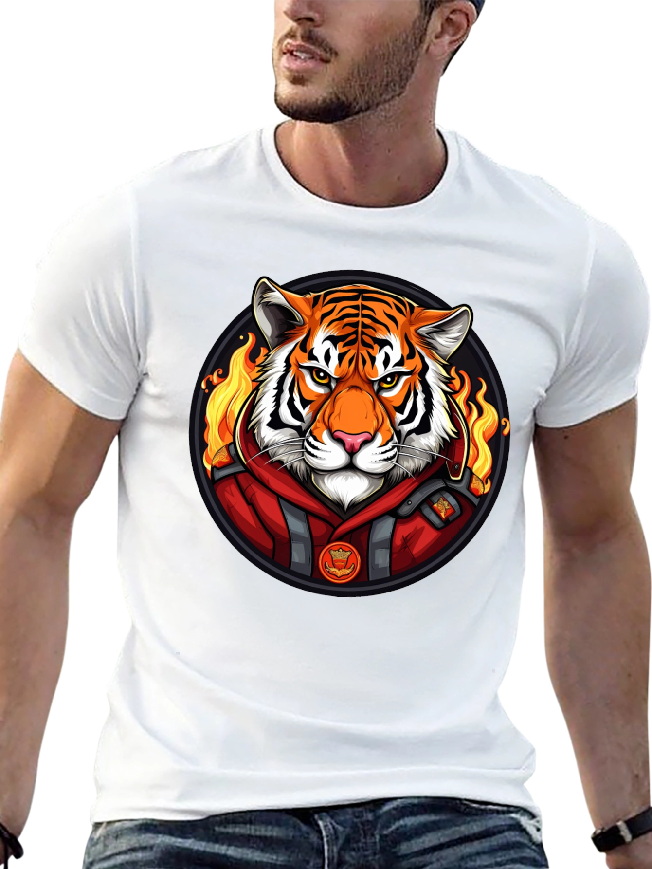 Fiery Tiger Graphic Tee - Cool Animal Print