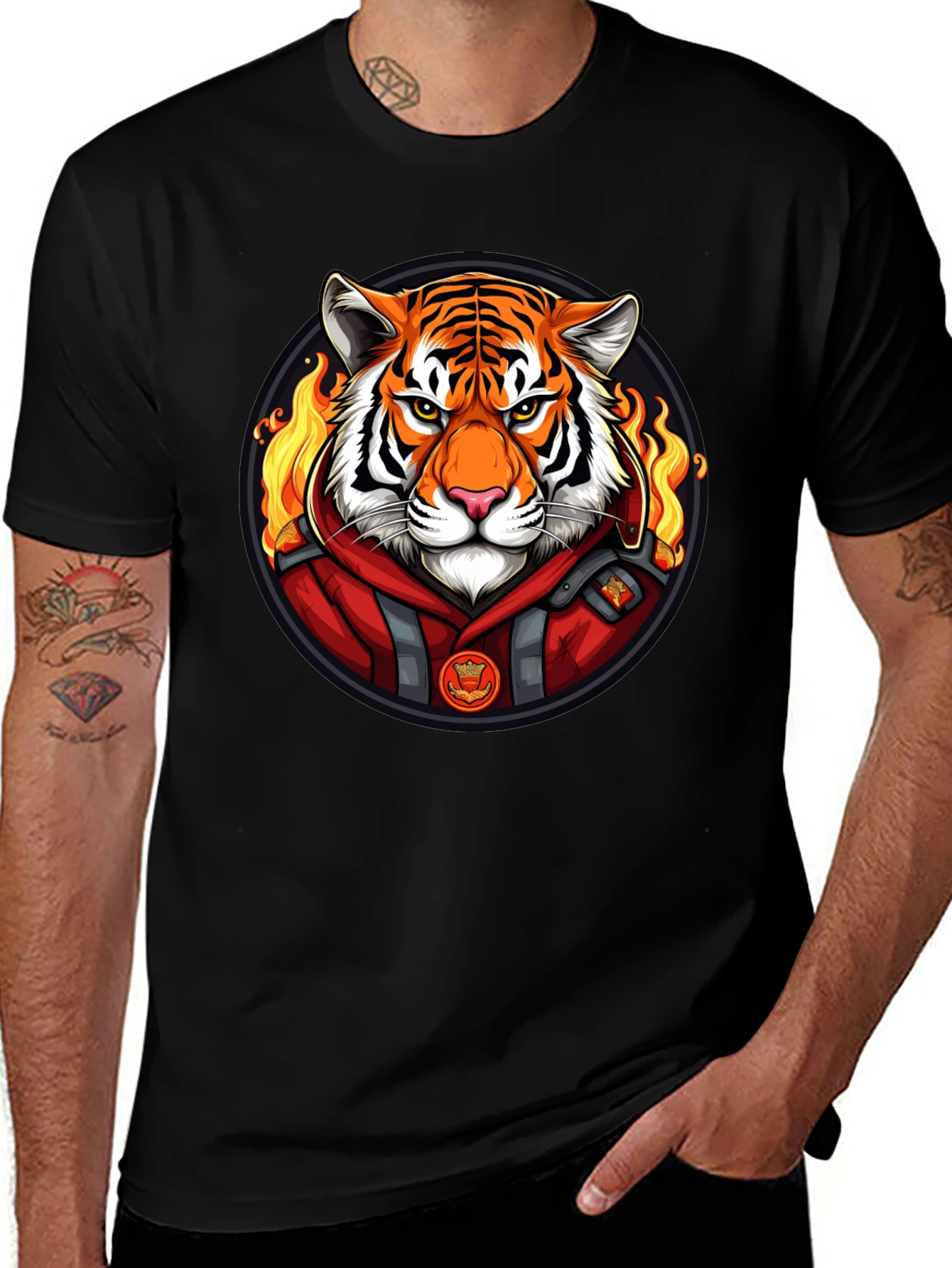 Fiery Tiger Graphic Tee - Cool Animal Print