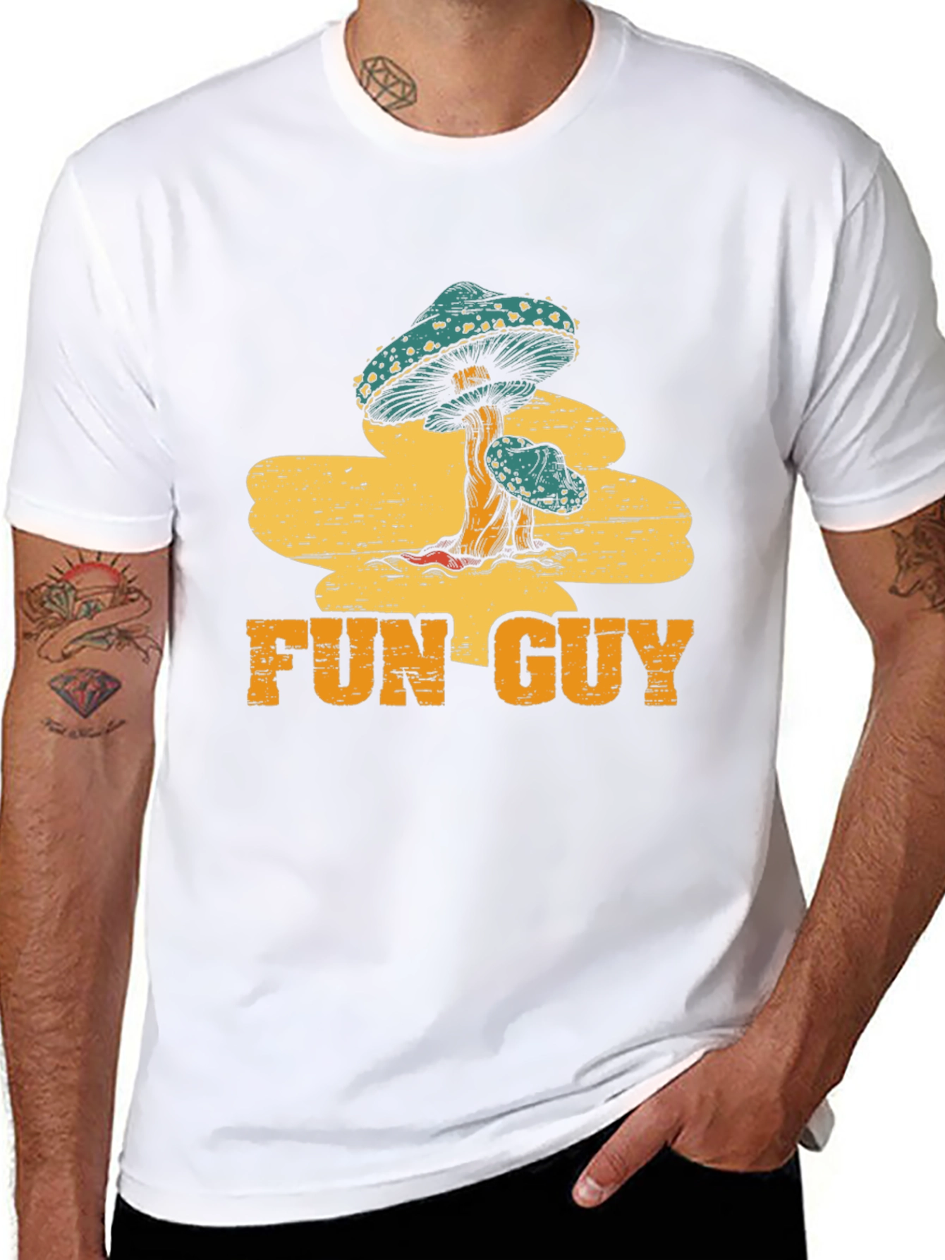Fun Guy Mushroom Graphic Tee - Black