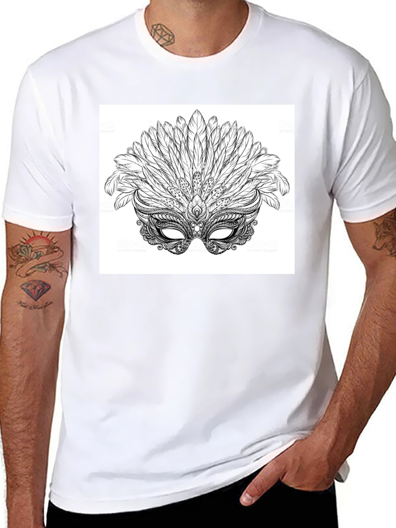 Masquerade Feather Mask Graphic Tee