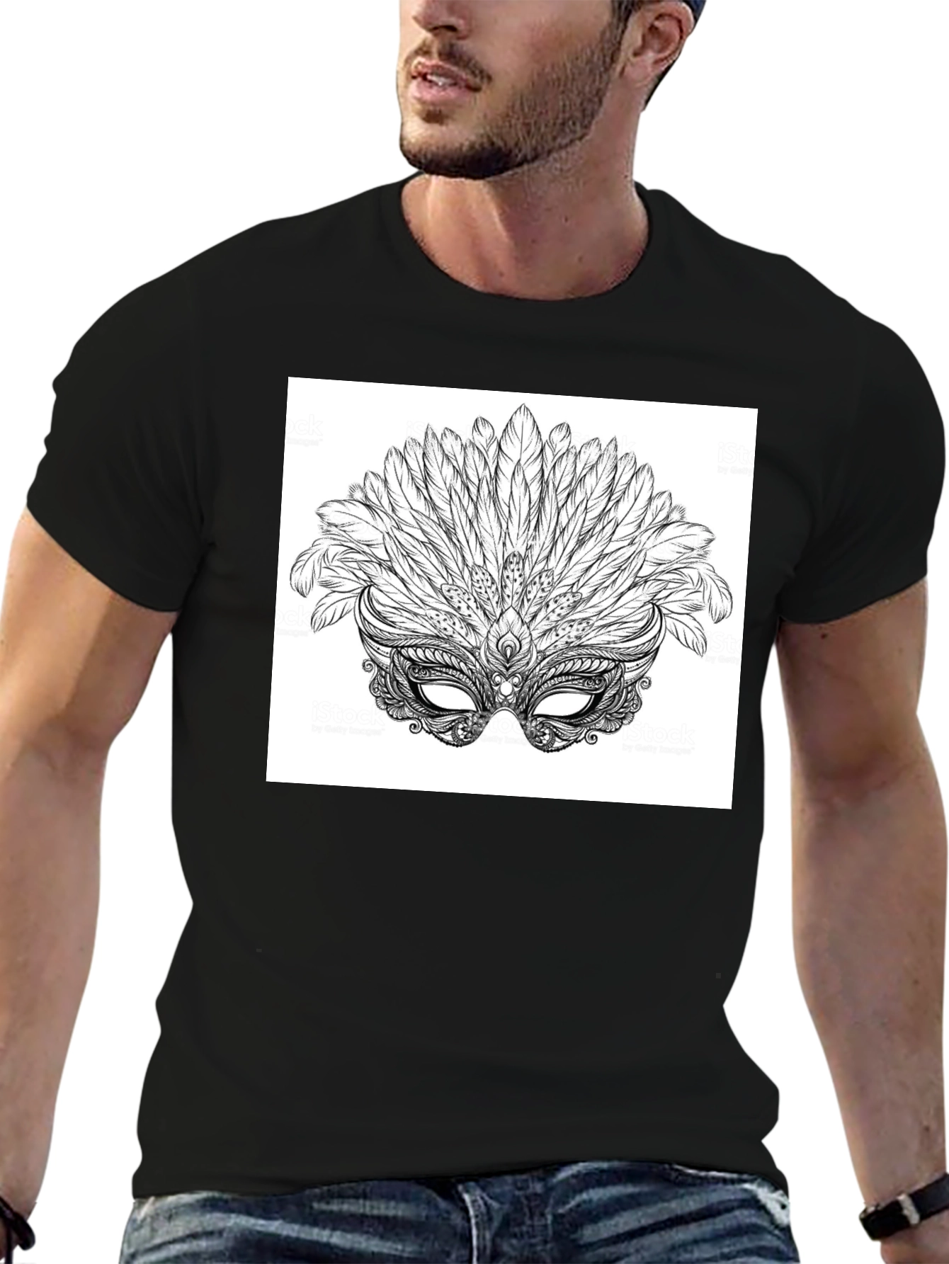 Masquerade Feather Mask Graphic Tee
