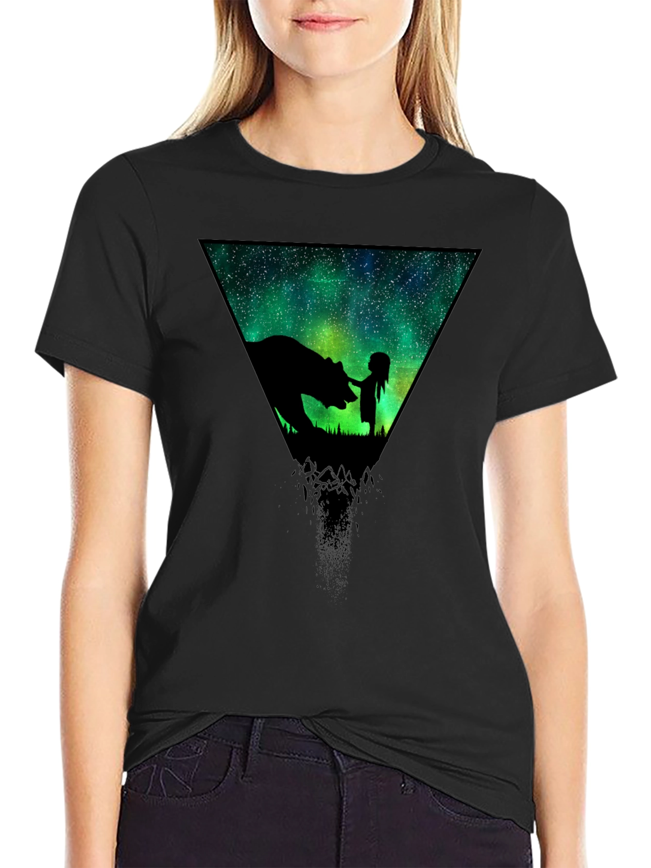 Cosmic Bear & Girl Graphic T-Shirt