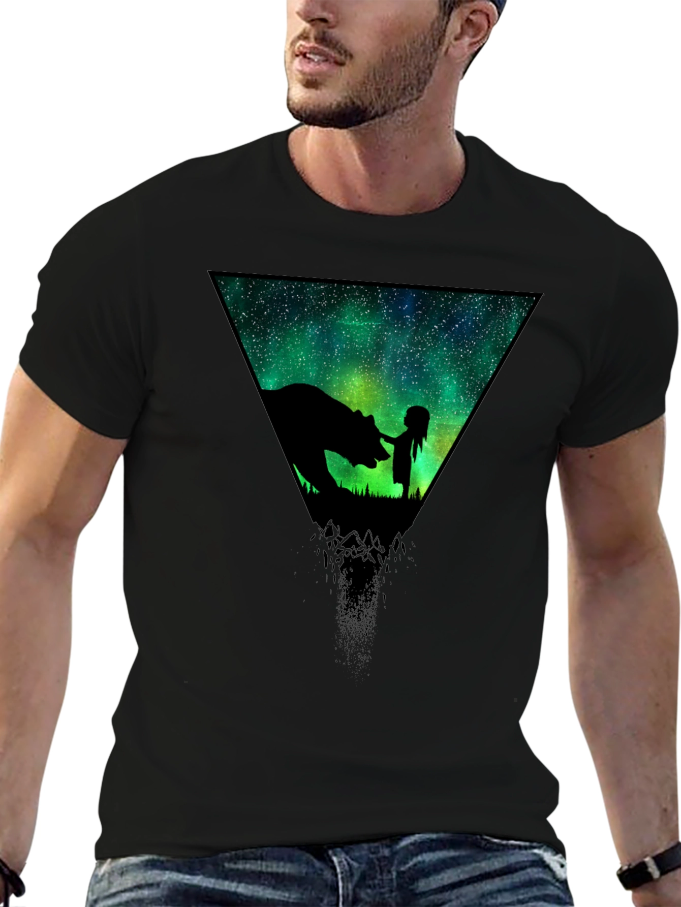 Cosmic Bear & Girl Graphic T-Shirt