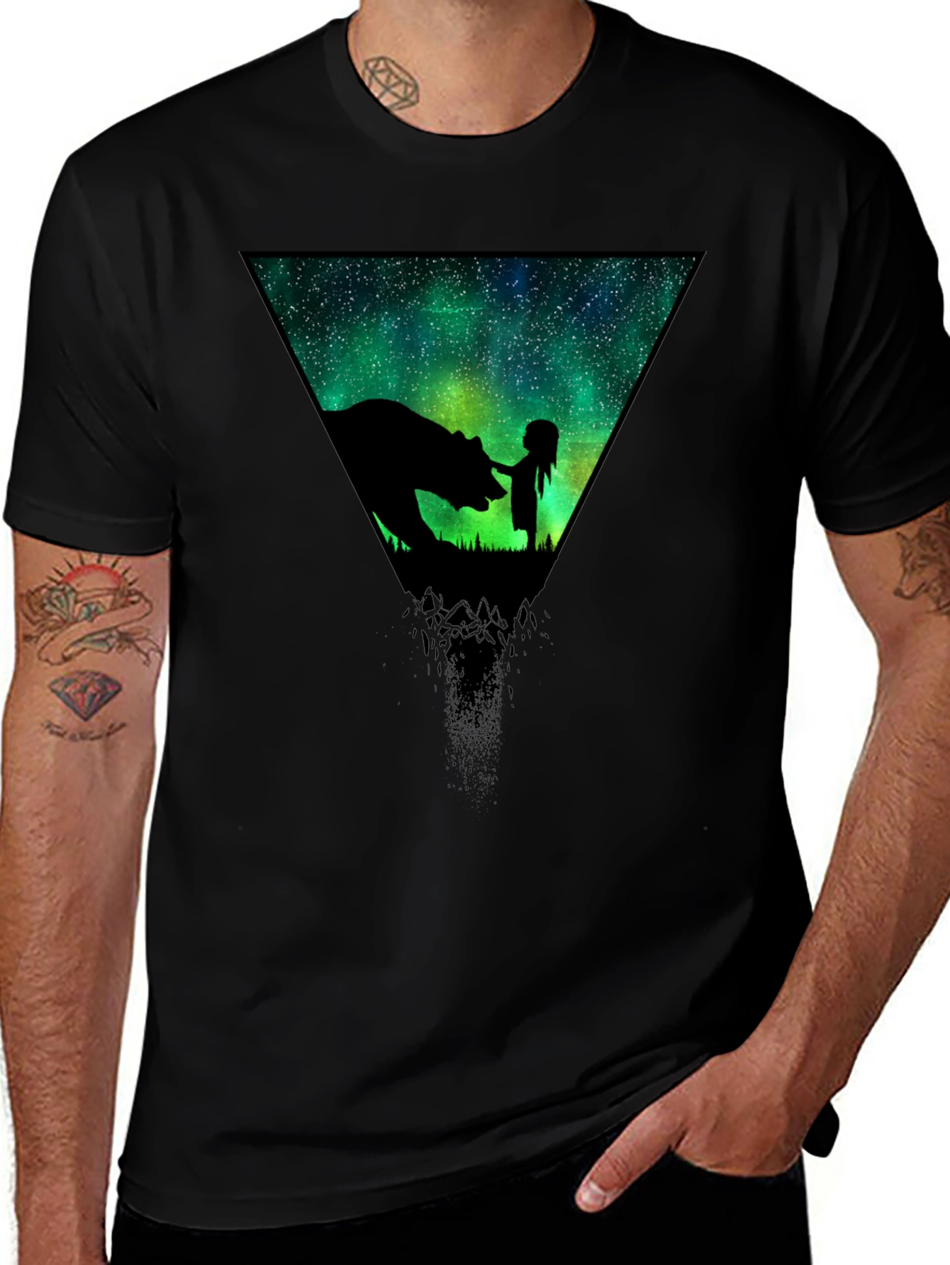 Cosmic Bear & Girl Graphic T-Shirt