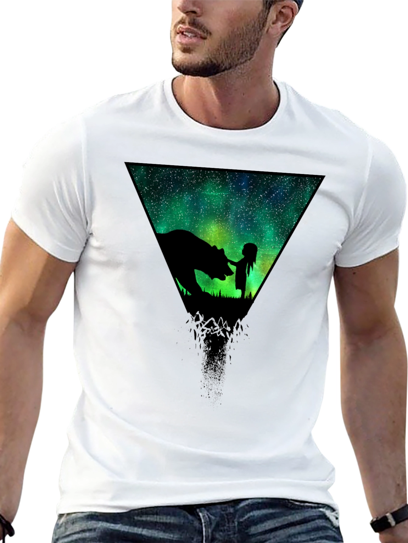Cosmic Bear & Girl Graphic T-Shirt