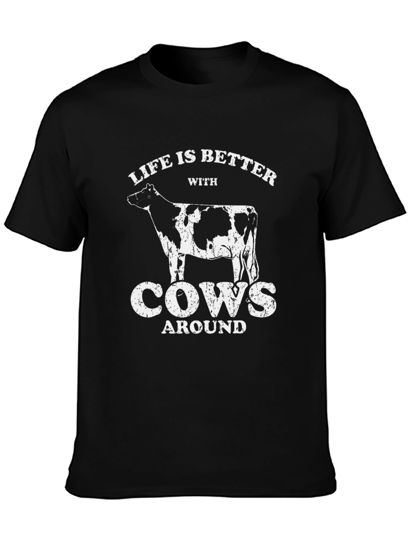 Life is Better with Cows Black Graphic T-Shirt