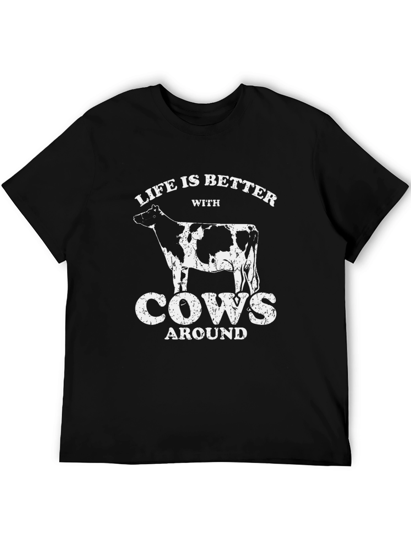Life is Better with Cows Black Graphic T-Shirt