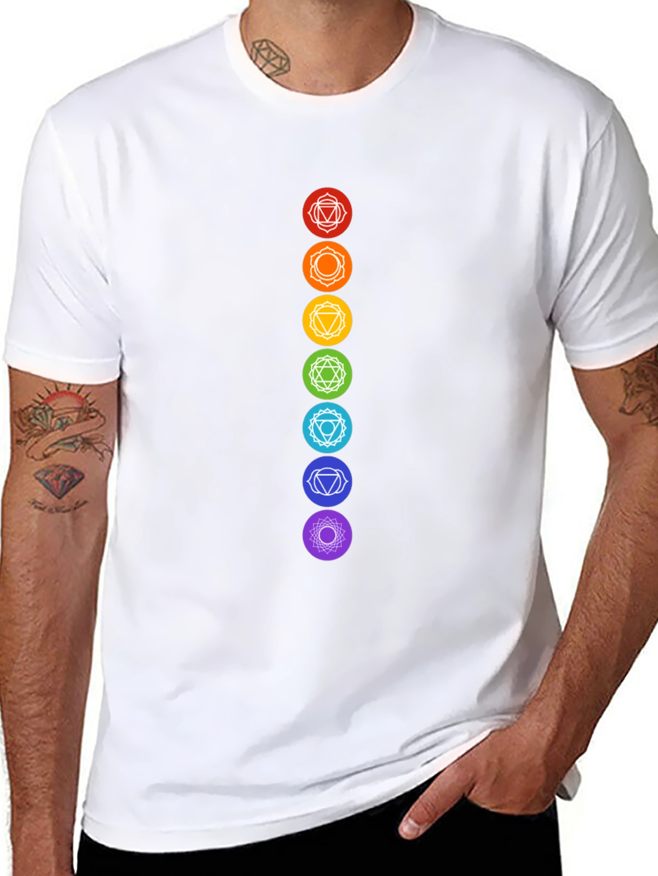 Chakra Symbols Graphic Black T-Shirt