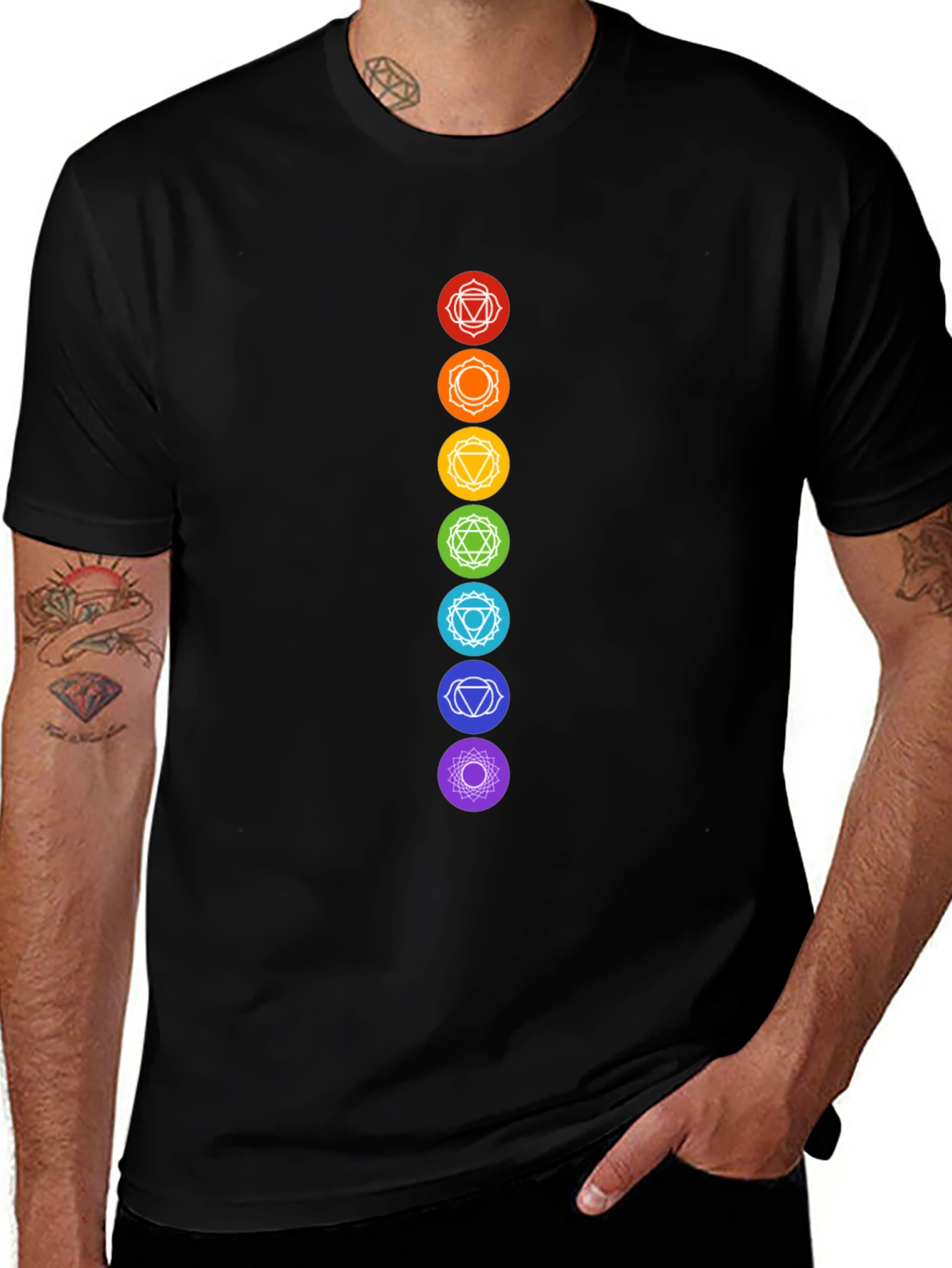 Chakra Symbols Graphic Black T-Shirt