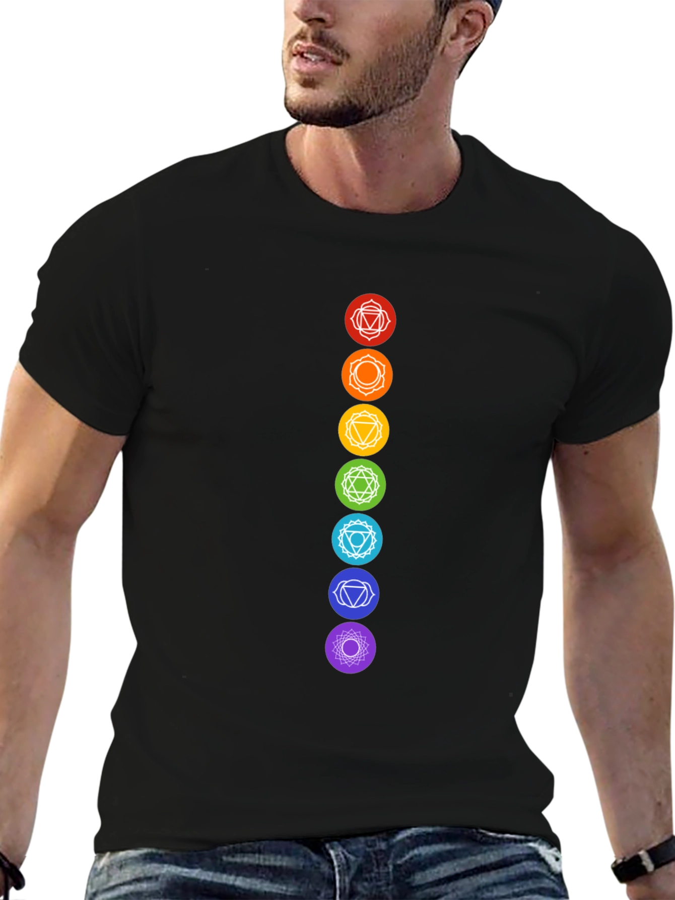 Chakra Symbols Graphic Black T-Shirt